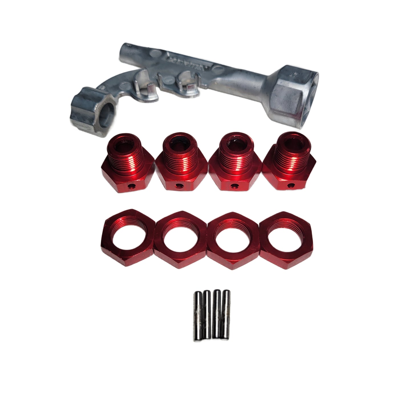 Arrma Kraton 4S V2 BLX 17mm Red Aluminum Wheel Hexes & Nuts Front Rear Hex Tool