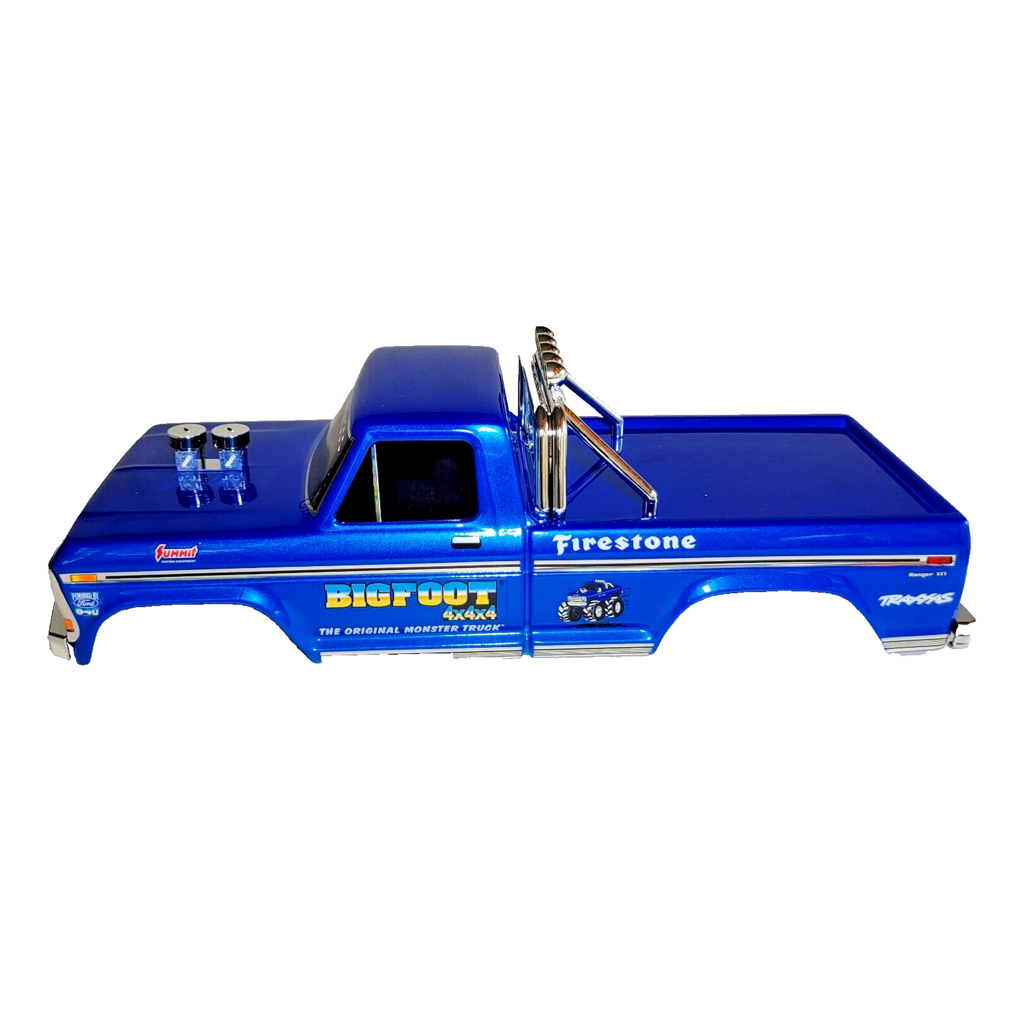 Fits Traxxas Bigfoot Blue Clipless Body Bumper Roll Bar & Mount Stampede 2wd XL5