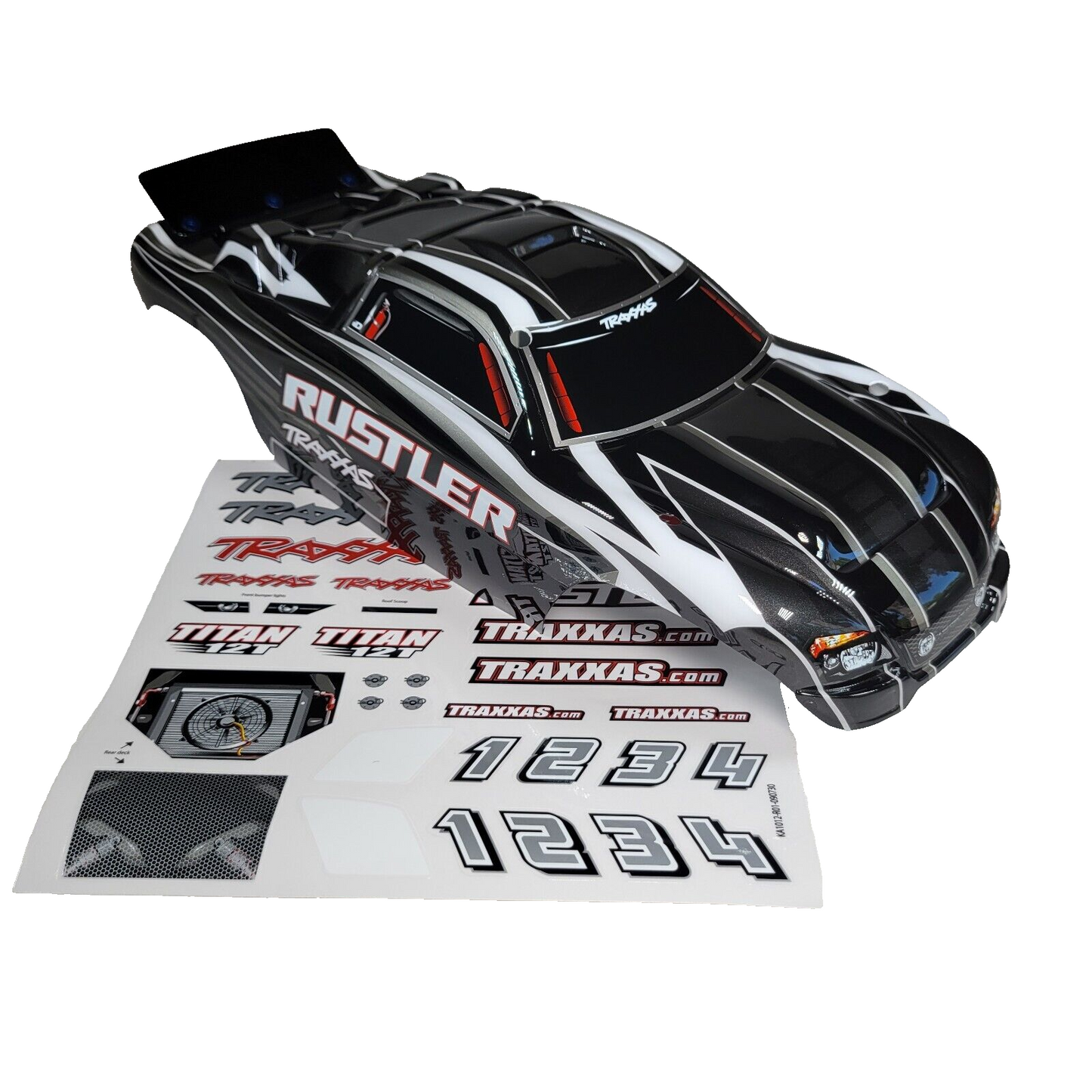 Fits Traxxas 2wd Rustler Black White Factory Painted Body Decals XL-5 / VXL