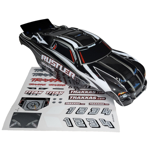 Fits Traxxas 2wd Rustler Black White Factory Painted Body Decals XL-5 / VXL