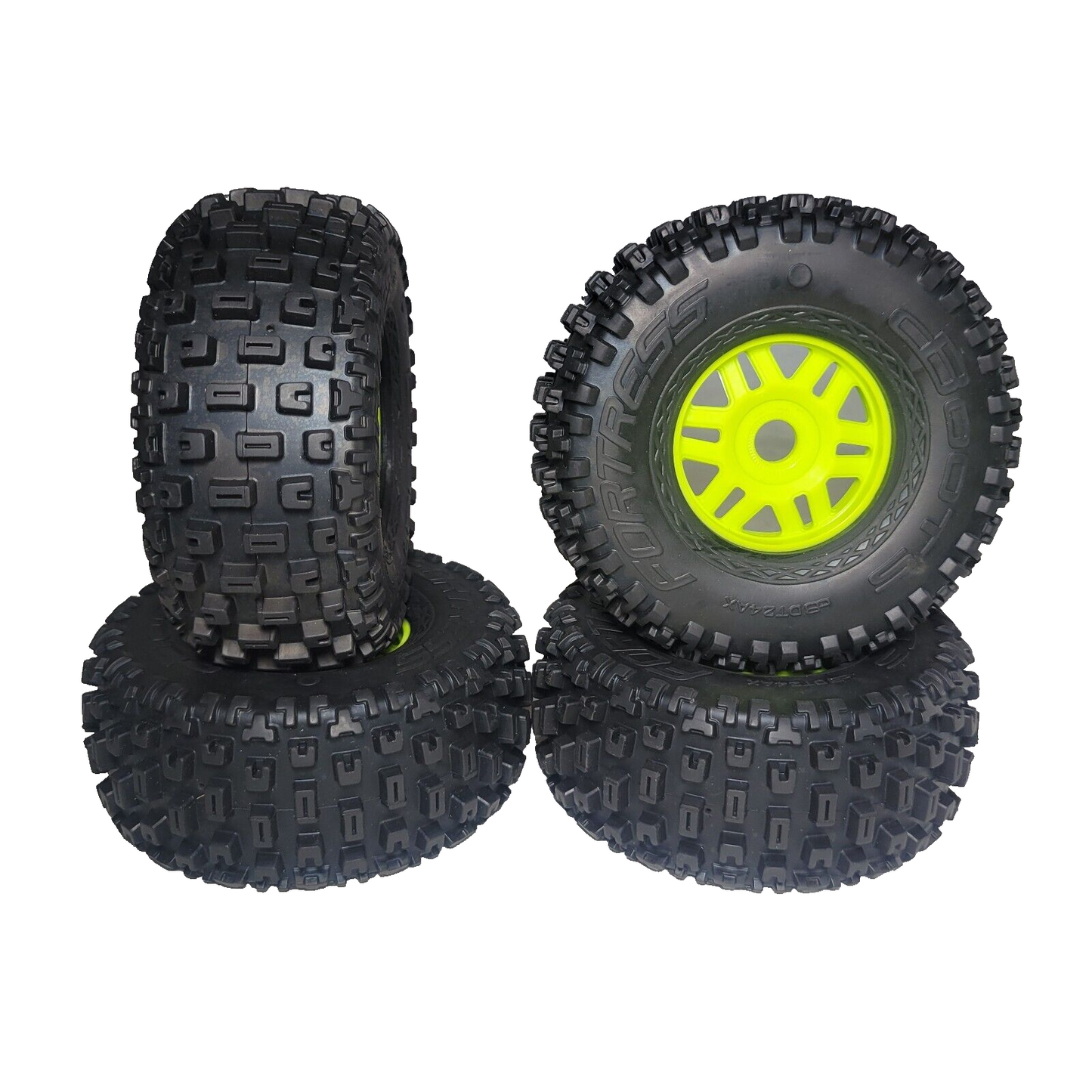 Arrma Mojave 6s BLX Tires & 17mm Yellow Wheels Dboots Fortress Desert Truck 1/7