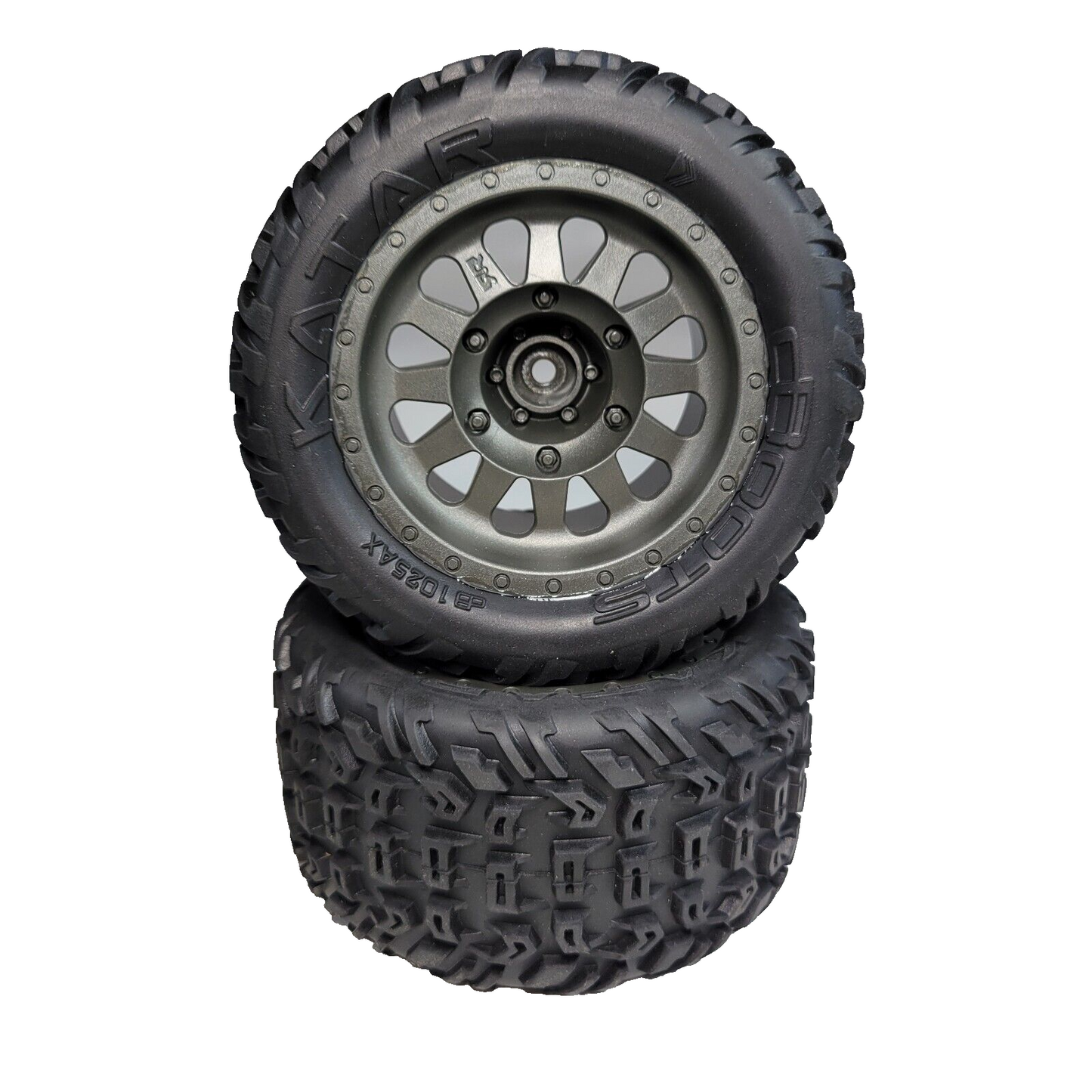 Arrma Vorteks 223s 4x4 V4 Tires & 14mm Wheels DBoots Katar Gunmetal Wheel