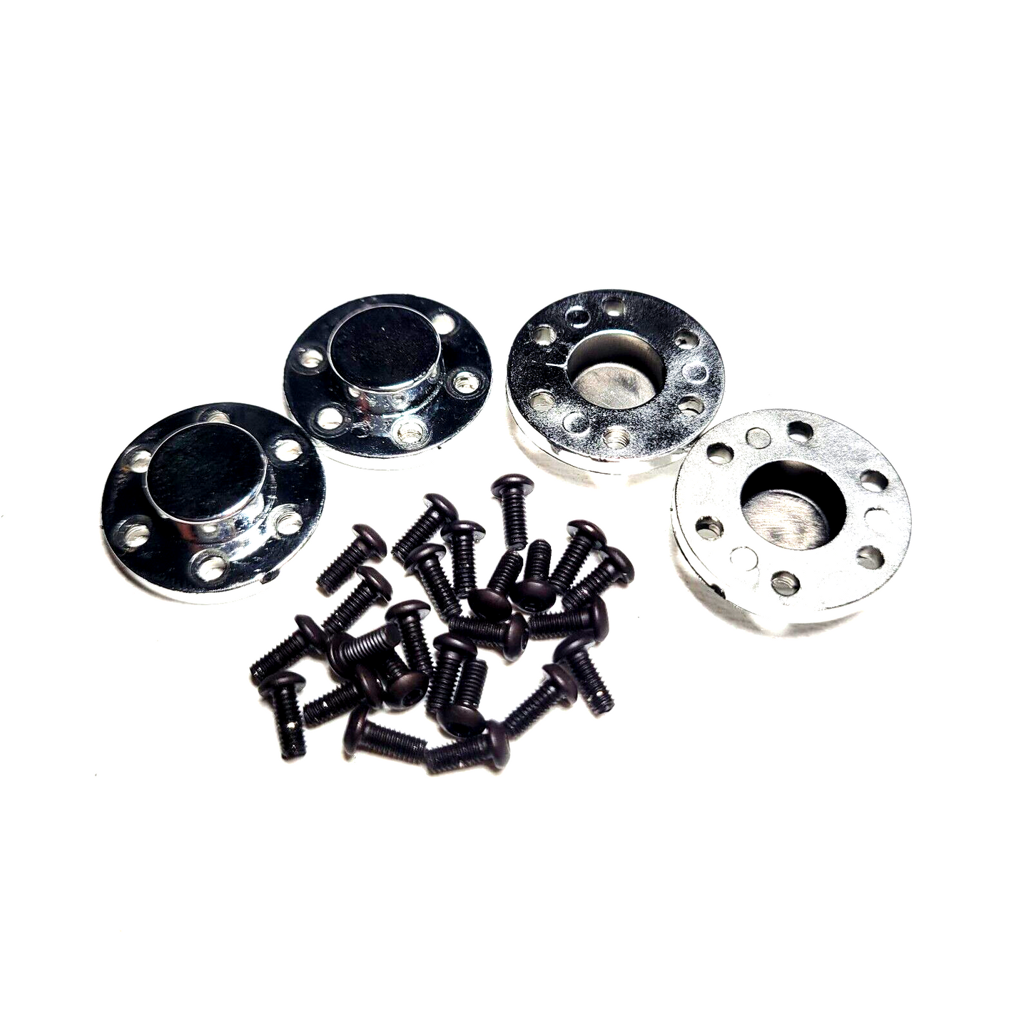 Losi Bog Hog Mud Tires D&D Paddy & 17mm Chrome Wheels w/ Hubcaps King Sling