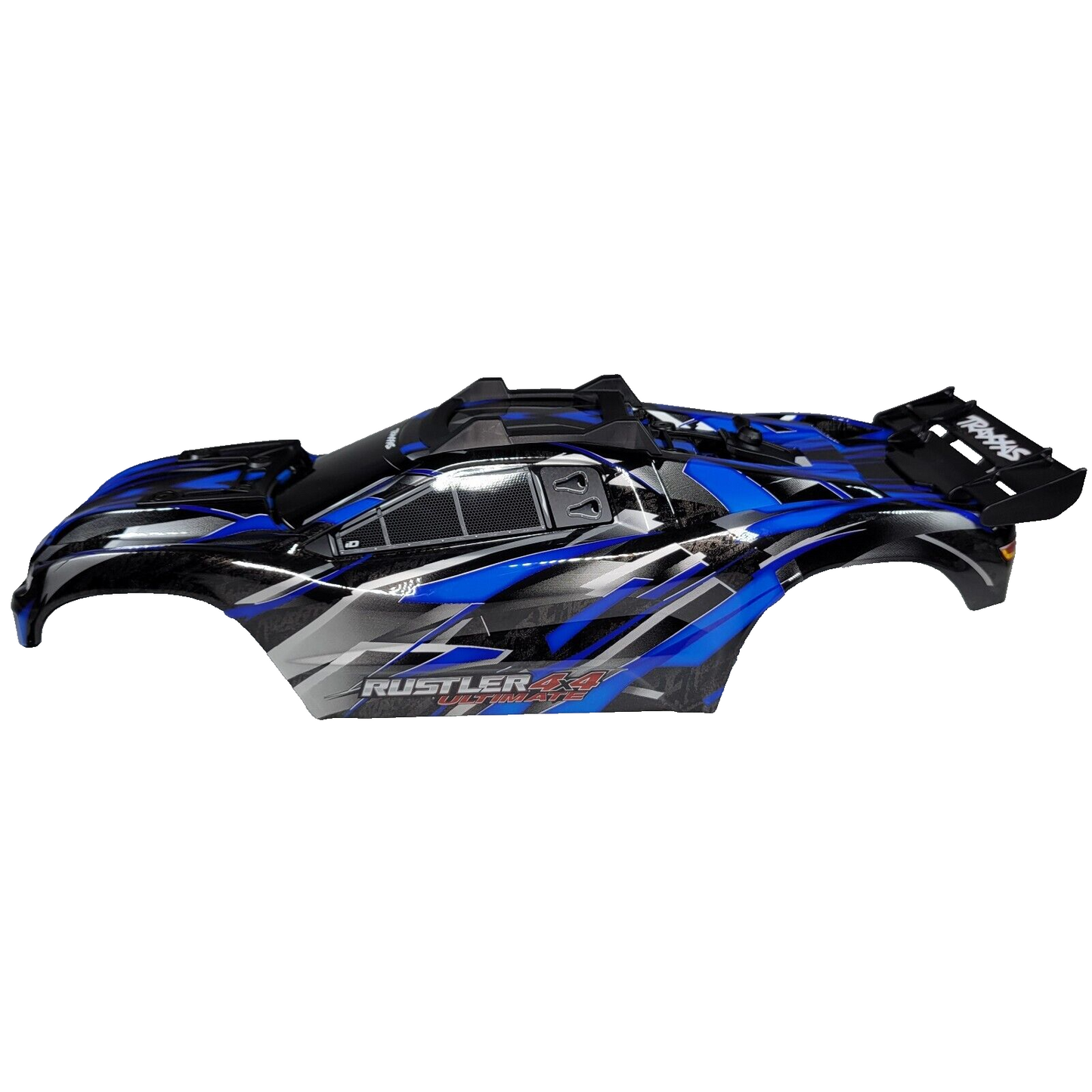 Fits Traxxas Rustler Ultimate 4X4 VXL Blue Painted Body Factory Clip-Less Decals