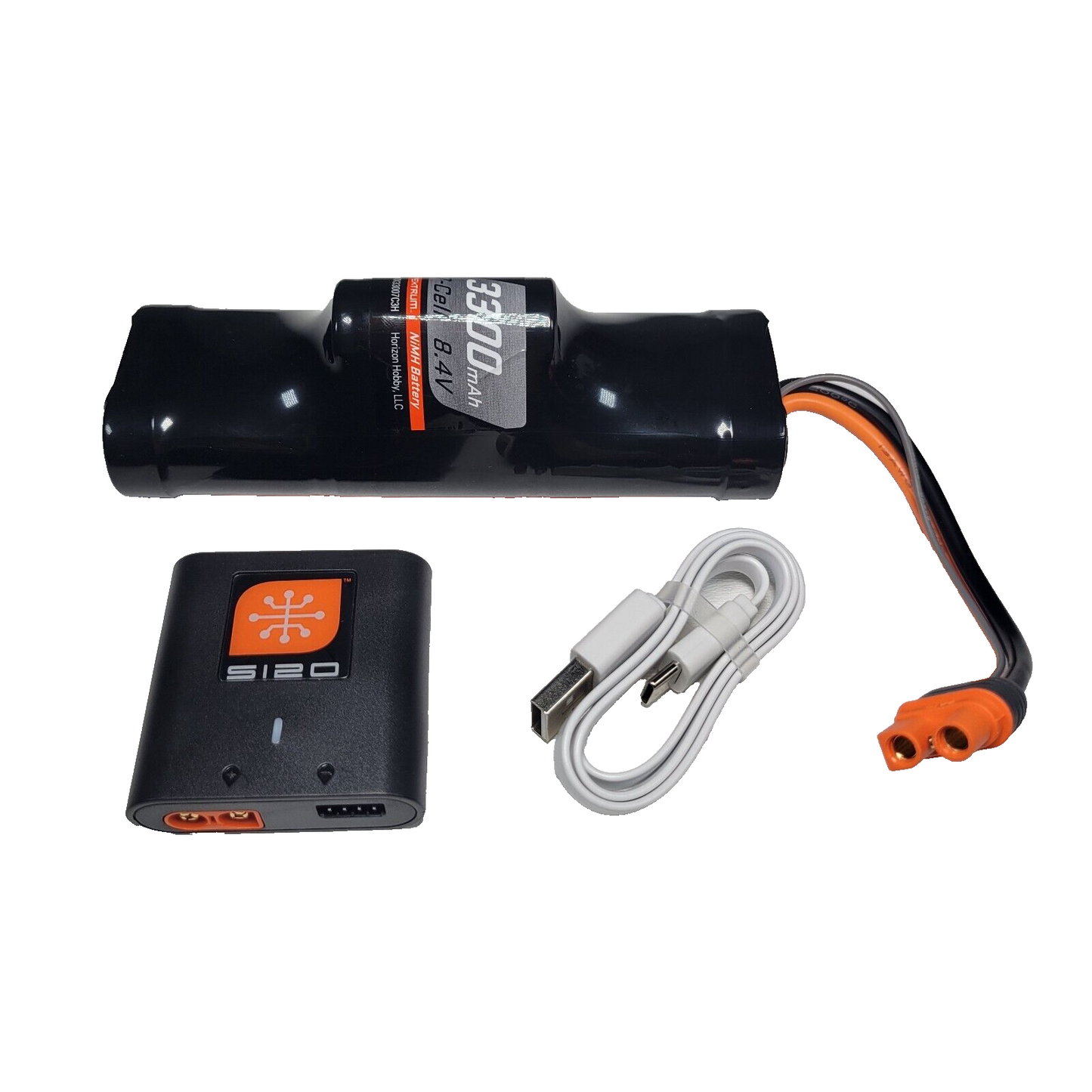 Arrma Gorgon Spektrum NiMH 7 Cell 8.4V Battery & S120 Smart Charger Type C iC3