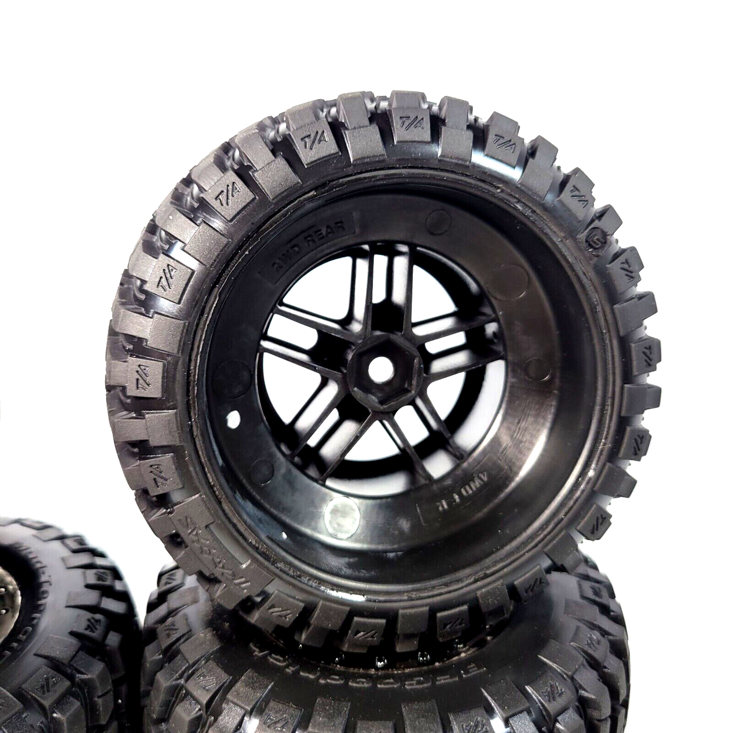 Fits Traxxas Slash Ultimate 4x4 Tires BF Goodrich S1 & 12mm Black Chrome Wheel