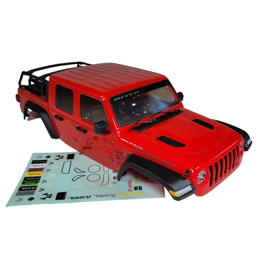 Axial SCX10 iii Jeep JT Gladiator Red Body w/ Interior Roll Cage & LED Lights