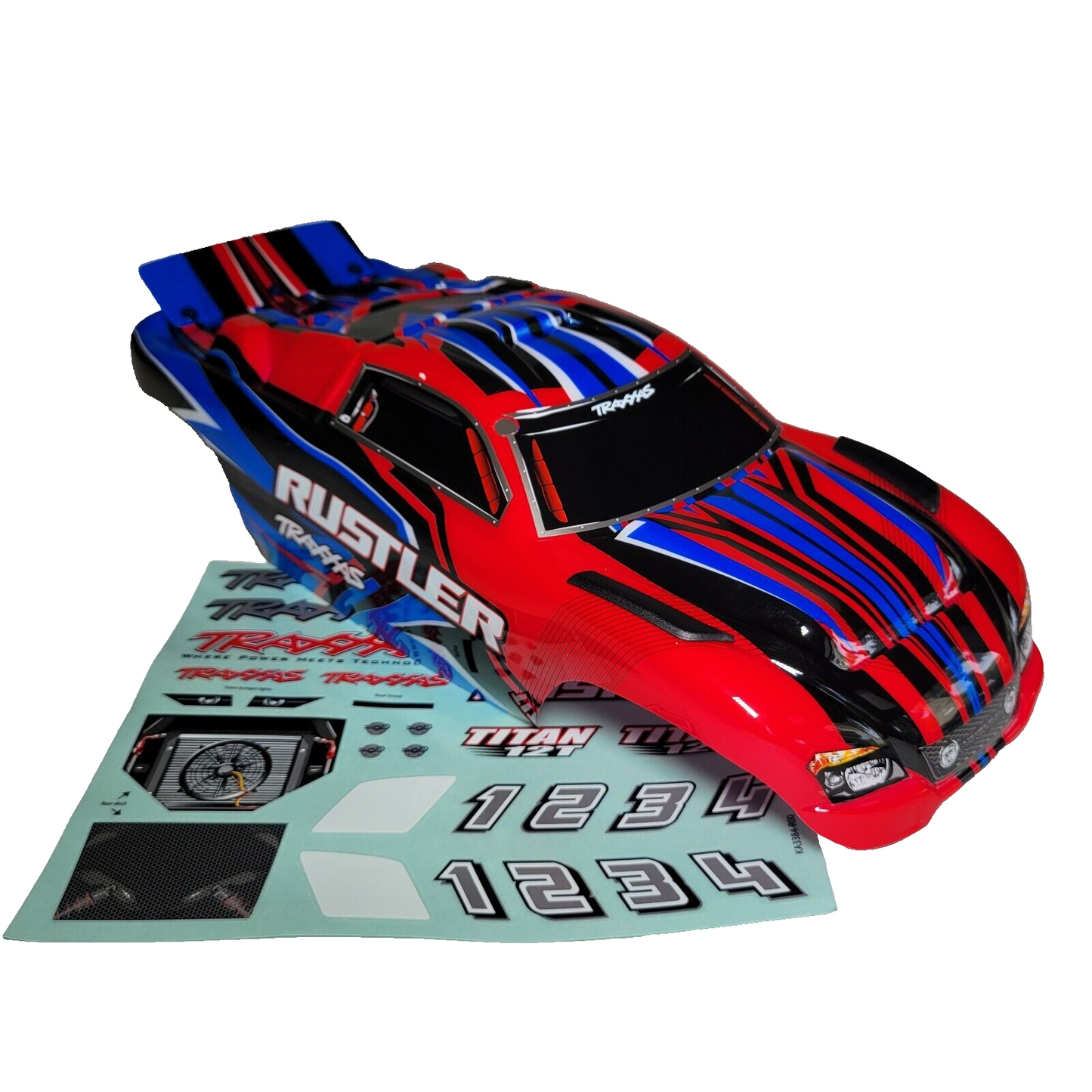 Fits Traxxas Rustler 2wd Clipless Body Factory Painted Red Blue Decals XL5 BL2s