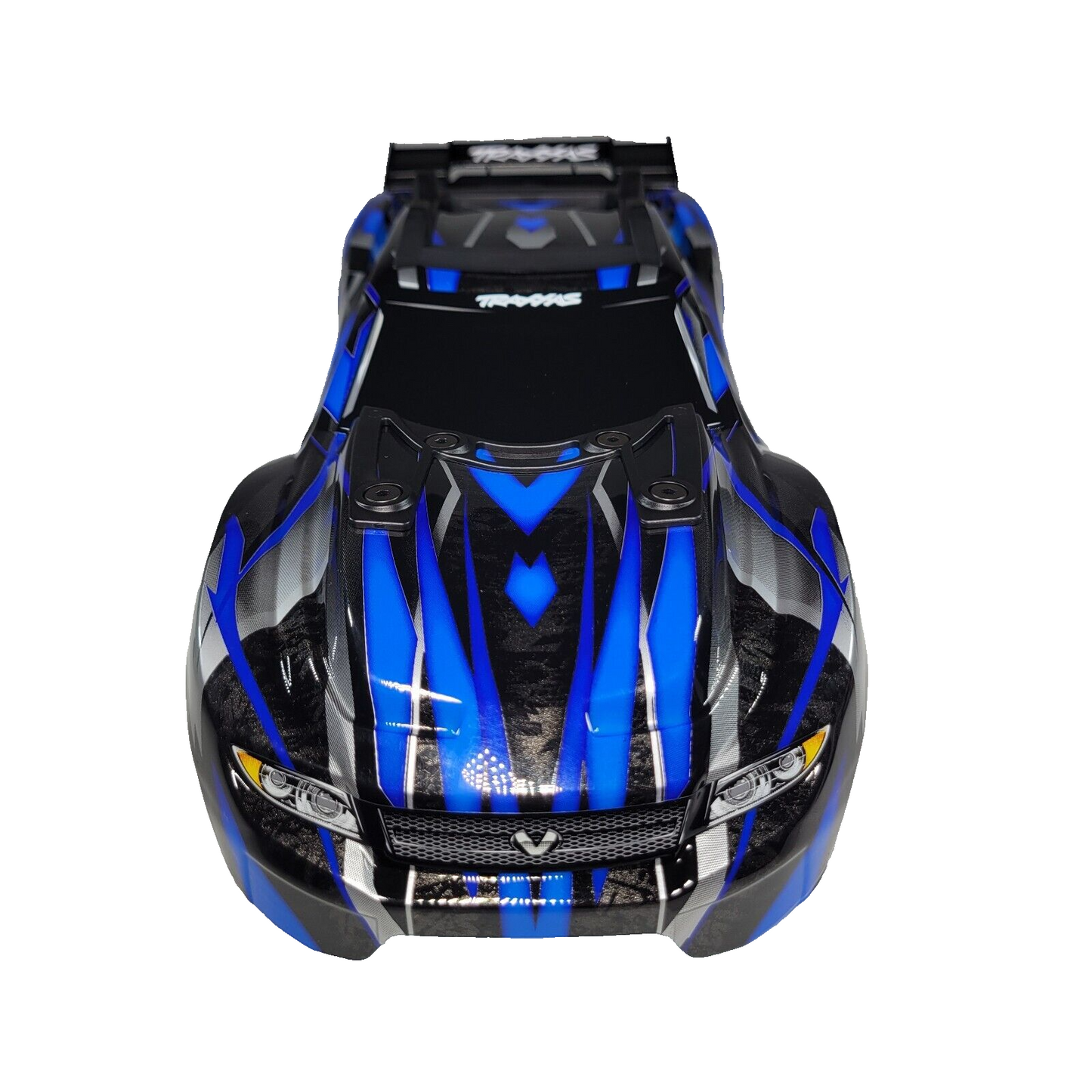 Fits Traxxas Rustler Ultimate 4X4 VXL Blue Painted Body Factory Clip-Less Decals