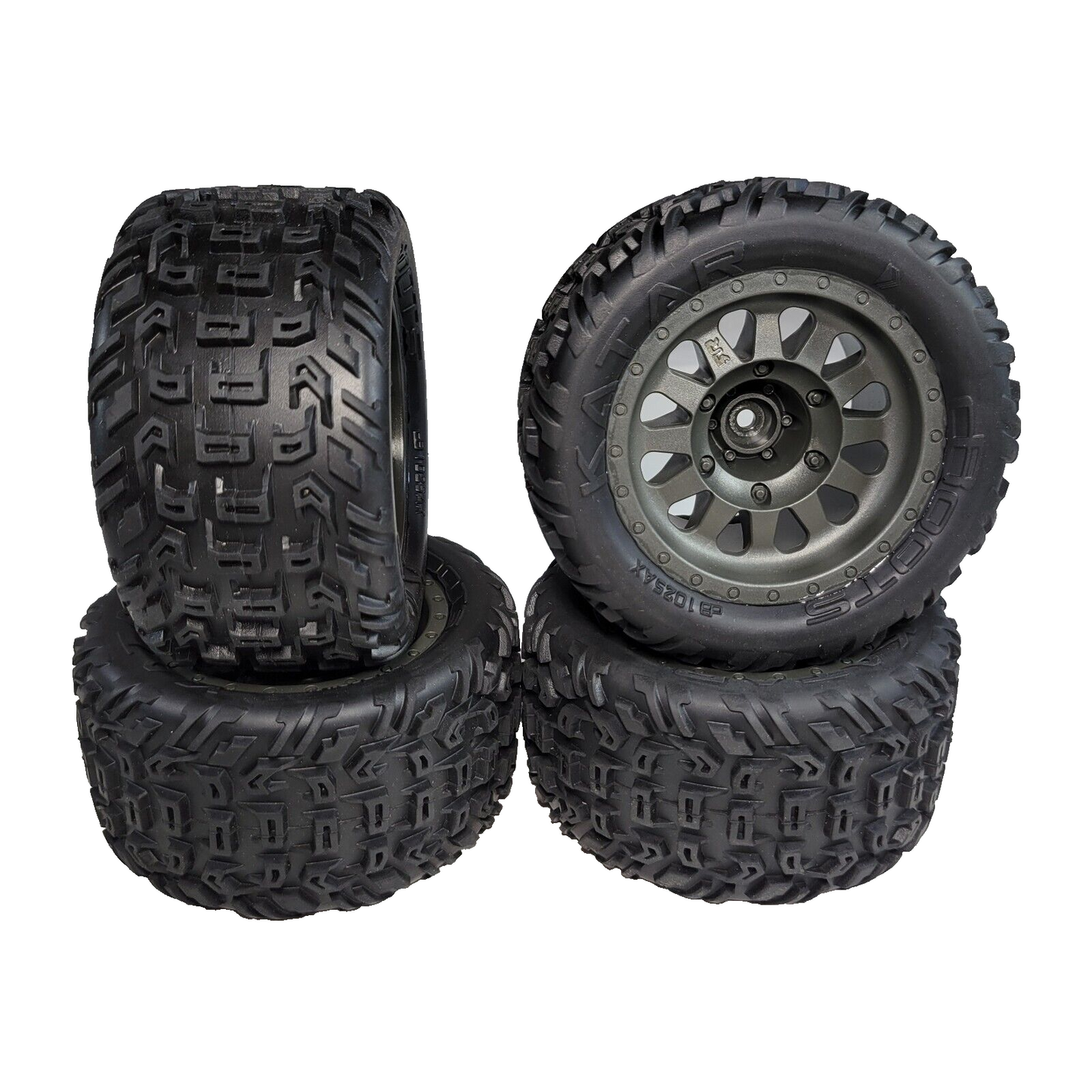 Arrma Vorteks 223s 4x4 V4 Tires & 14mm Wheels DBoots Katar Gunmetal Wheel