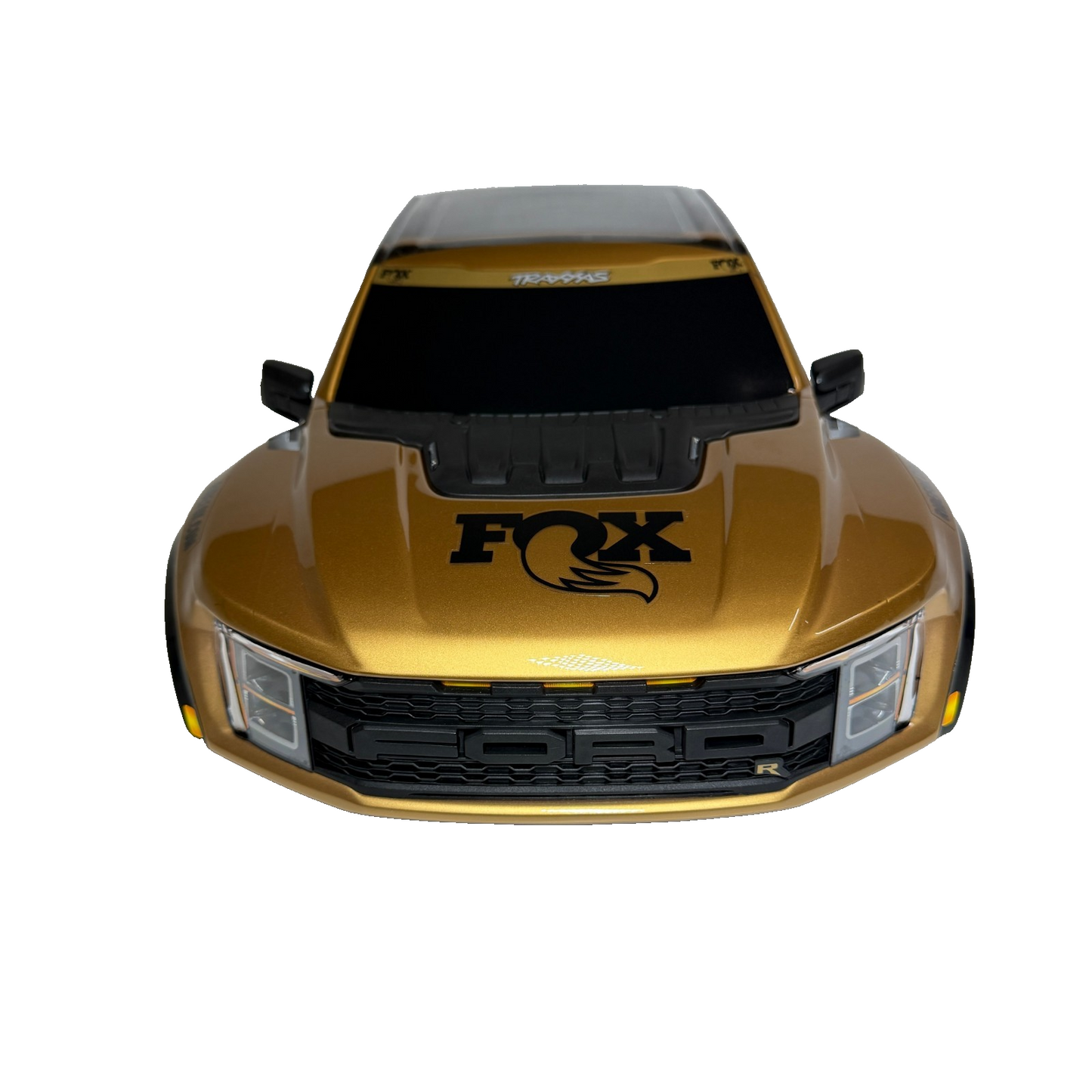 Fits Traxxas Raptor R Ultimate Fox Body Factory Painted Black & Gold Clipless