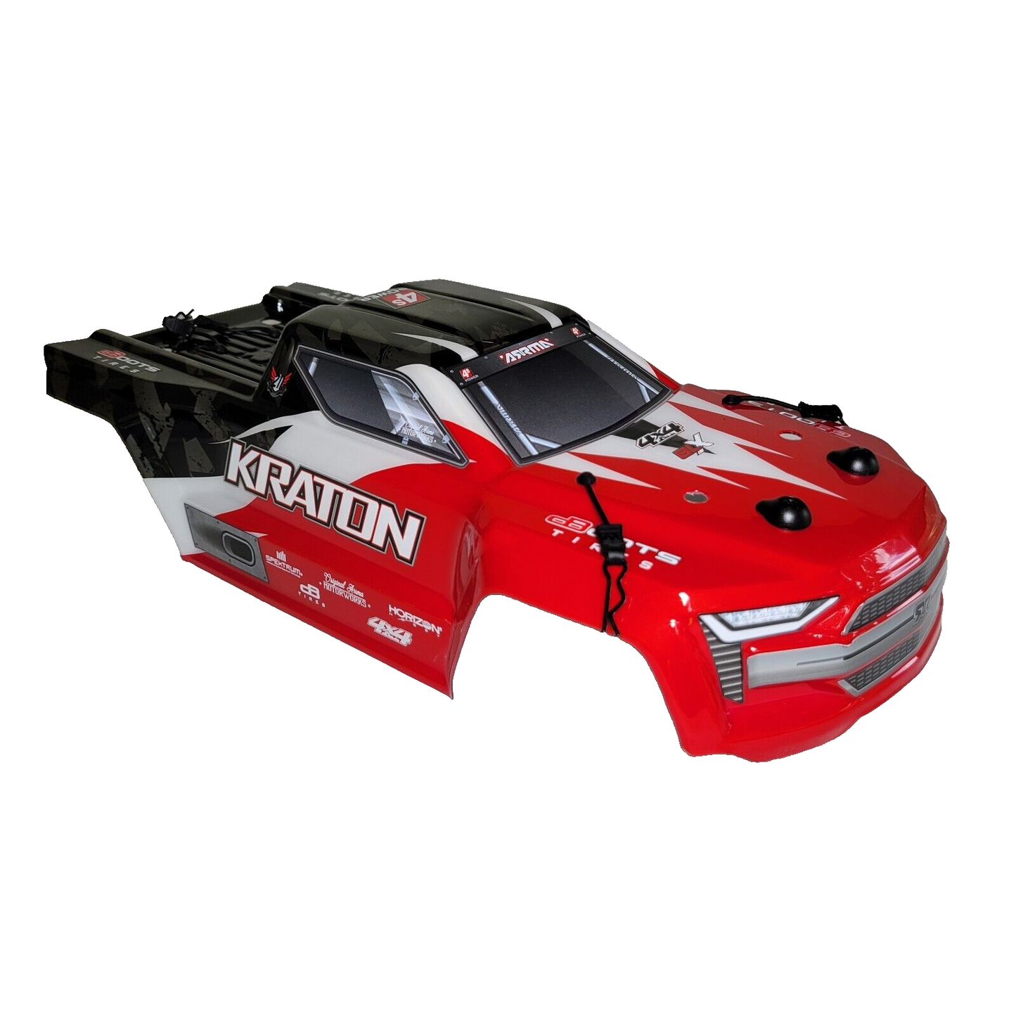 Arrma Kraton 4S V2 BLX Body Factory Painted Decaled Red Truck Clips 4X4