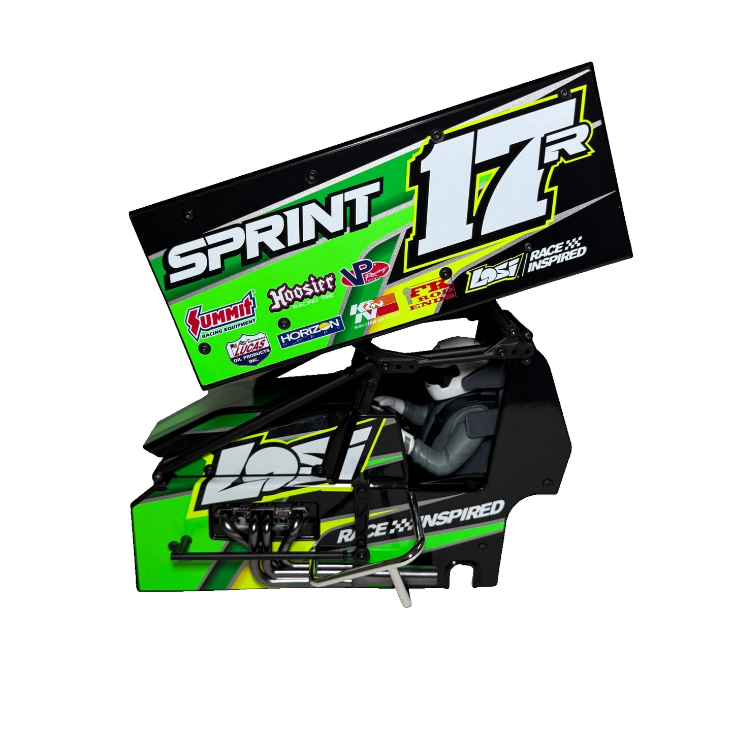Losi 22s Sprint Body Factory Decaled Green Cage Interior Driver Bumpers