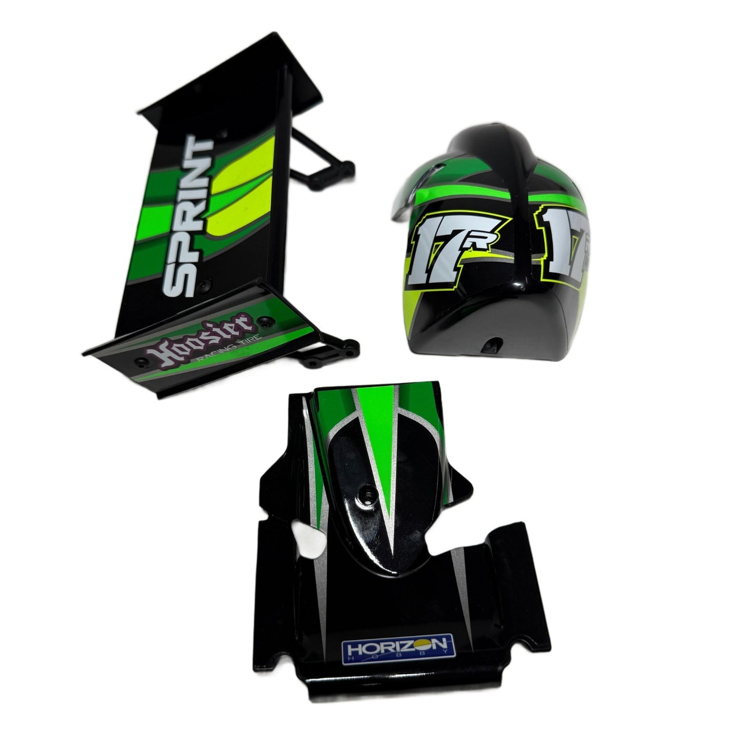 Losi 22s Sprint Body Factory Decaled Green Cage Interior Driver Bumpers
