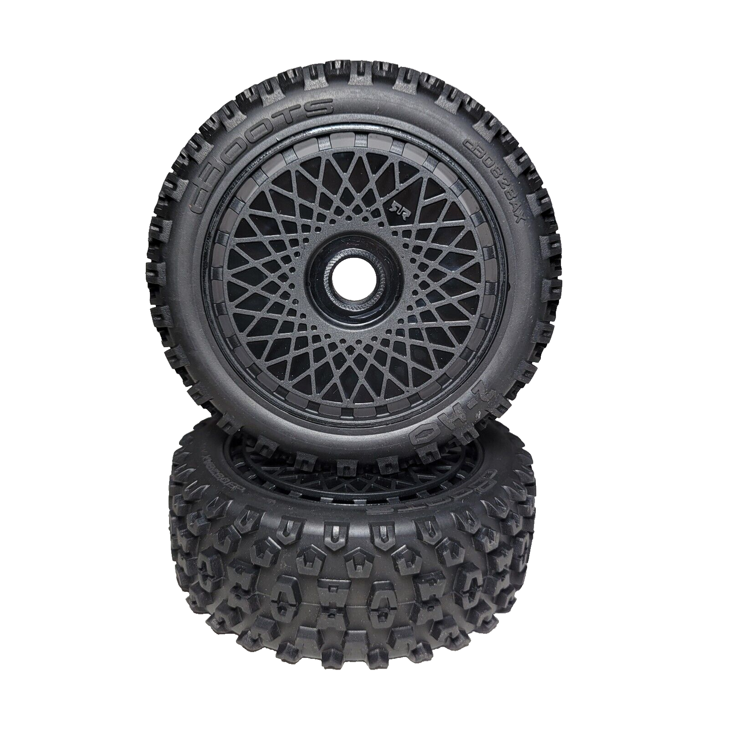 Arrma Typhon 223s BLX V4 Buggy Tires & Black Wheels 17mm DBoots 2HO ARA550118