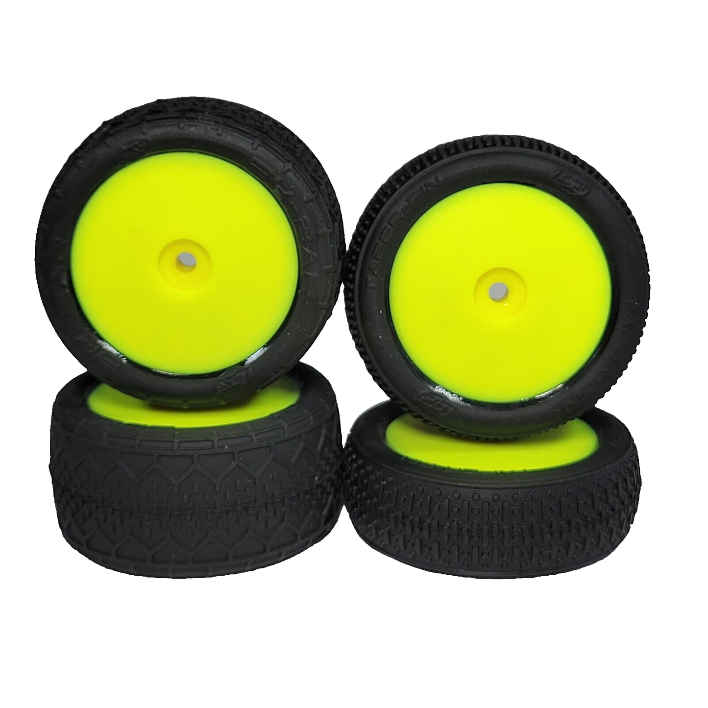 Losi Mini B Pro BK Bar Tires & Yellow Wheels Pre-Glued Front Taper Pin & Rear