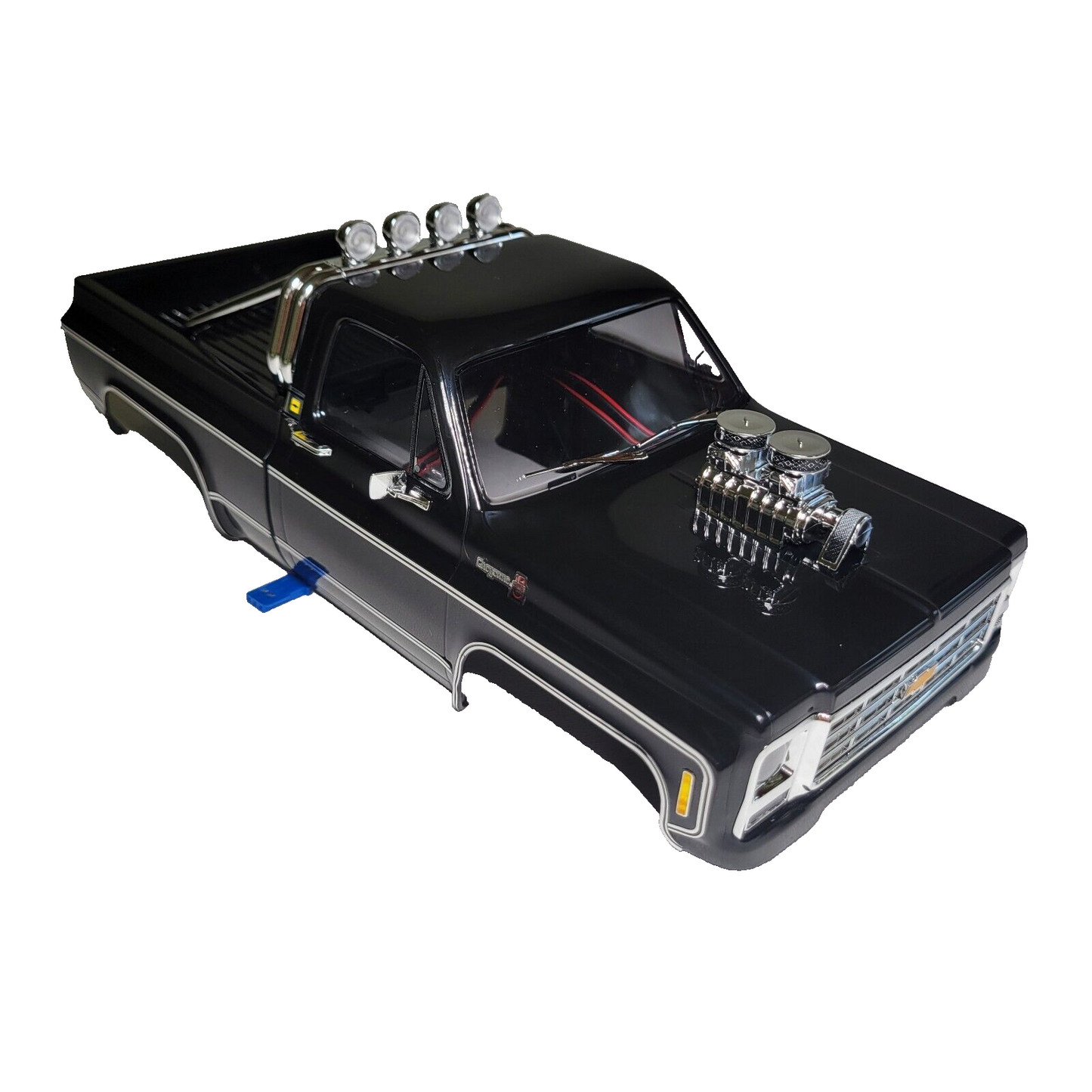 Fits Traxxas Trx-4MT K10 Monster Truck Black Body Clipless Chevy Cheyenne LED
