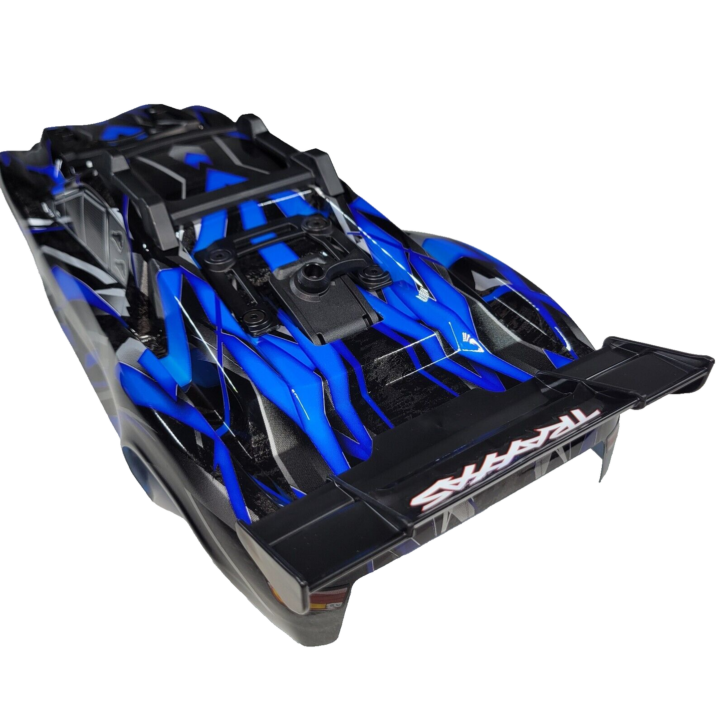 Fits Traxxas Rustler Ultimate 4X4 VXL Blue Painted Body Factory Clip-Less Decals