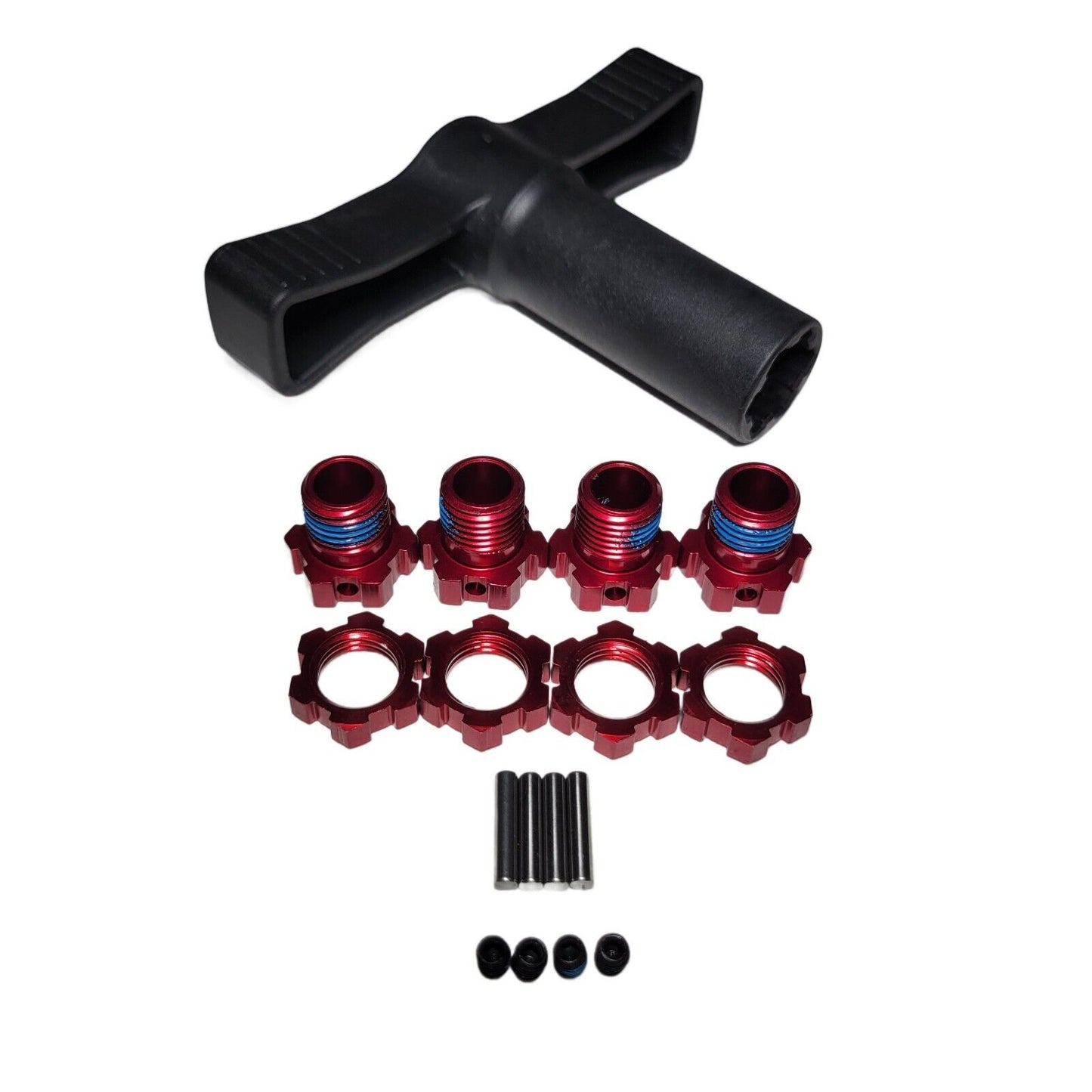 Fits Traxxas Sledge 17mm Hex Hubs RED Nuts Wheel Pins Grub Screws Tool / E-Revo