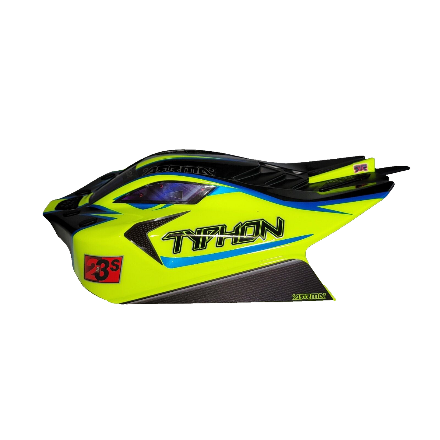 Arrma Typhon 223s BLX V4 Clipless Body Factory Painted Yellow Black Blue 1/8th