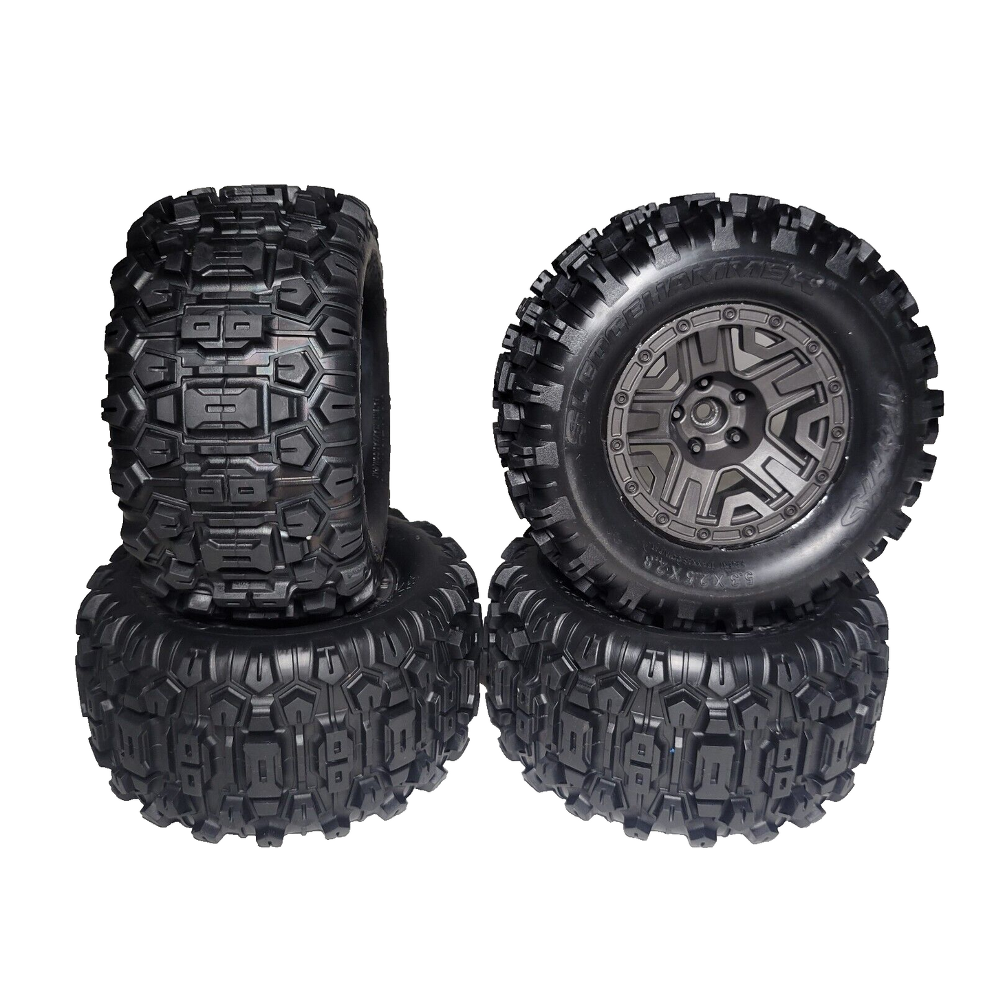Fits Traxxas Stampede 4x4 BL-2s Sledgehammer Tires Gray 12mm Wheels 2.8" VXL