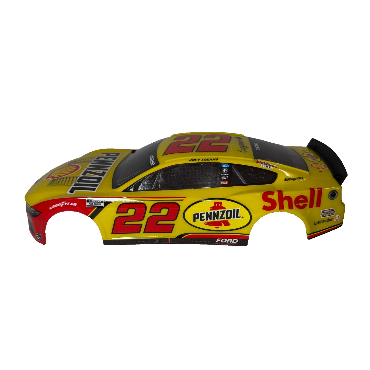 Losi Nascar Grom Body Factory Painted Yellow Red Joey Logano #22 Penzoil Decals