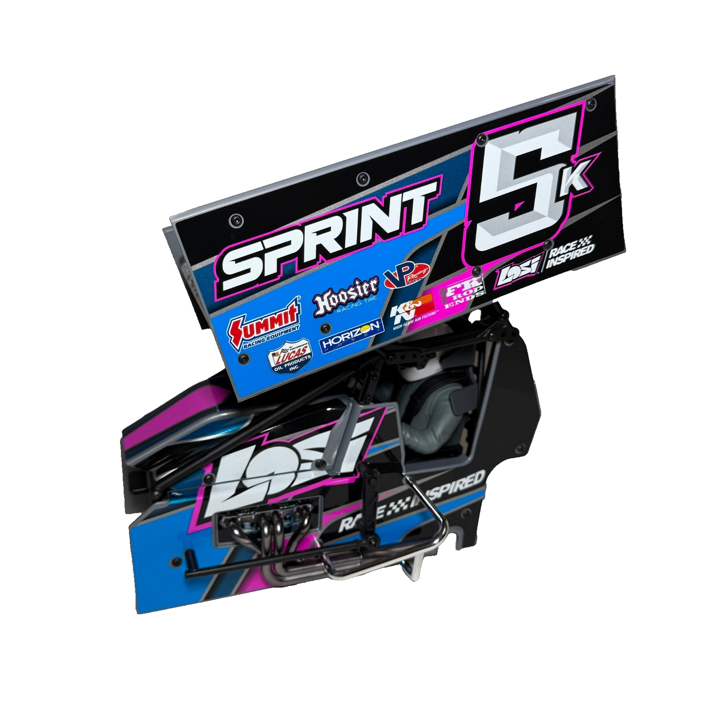 Losi 22s Sprint Body Factory Decaled Pink Blue Cage Interior Driver Bumpers