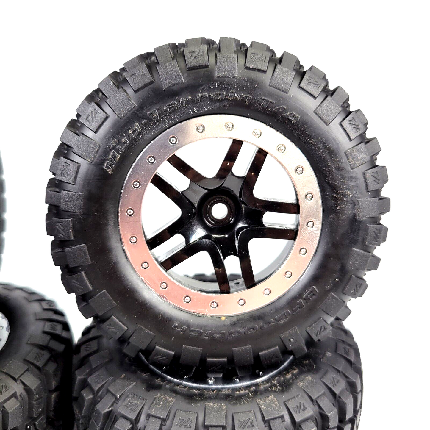Fits Traxxas Slash Raptor 2wd BF Goodrich Tires / Black & Silver 12mm Wheels