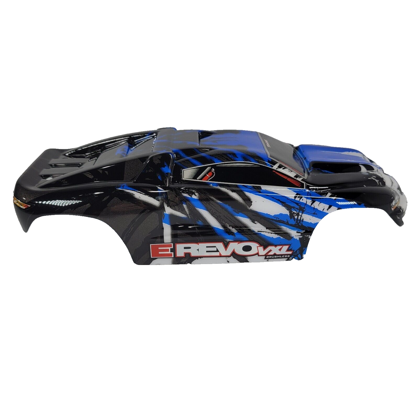 Fits Traxxas E-revo 1/16 VXL Brushless Blue Black White Painted Body & Decals