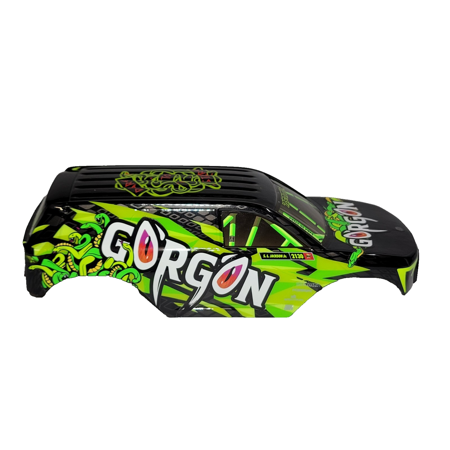 Arrma Gorgon Grom 1/16th Body Factory Painted Yellow Black With Internal Cage
