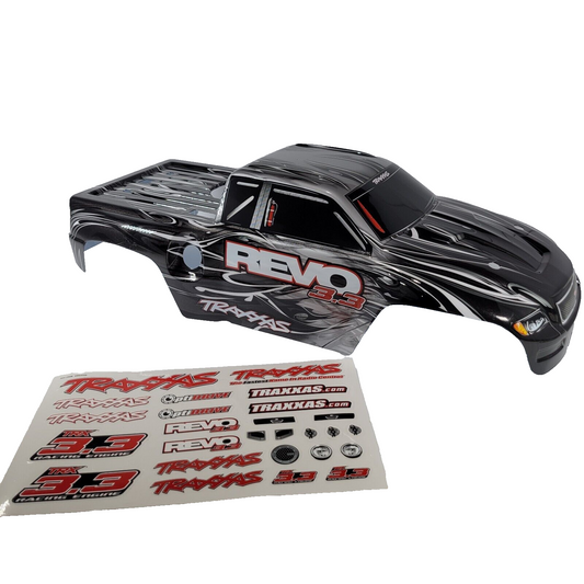 Fits Traxxas Revo 3.3 Body Silver & Black Factory Painted & Decals Nitro