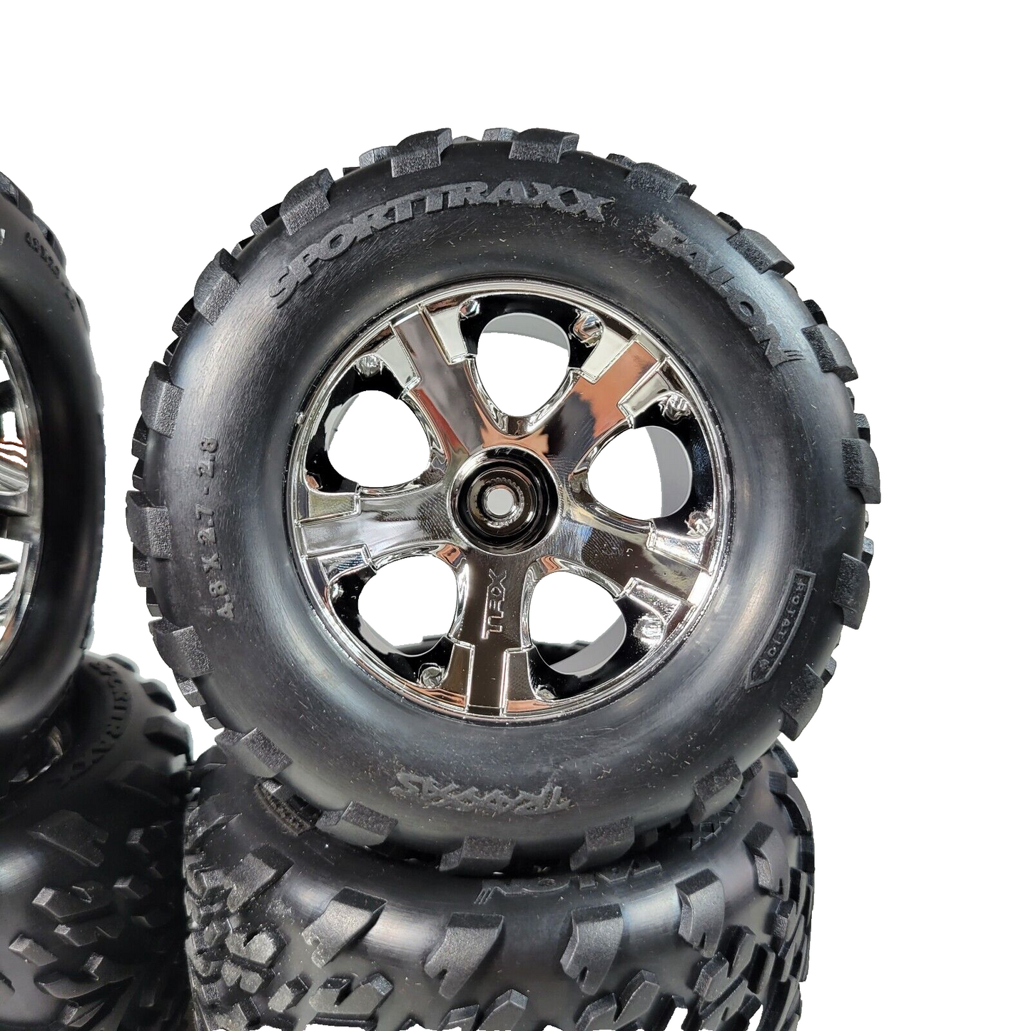 Fits Traxxas Stampede 2wd BL2s Tires & Wheels Silver Monster Truck 12mm Hubs VXL