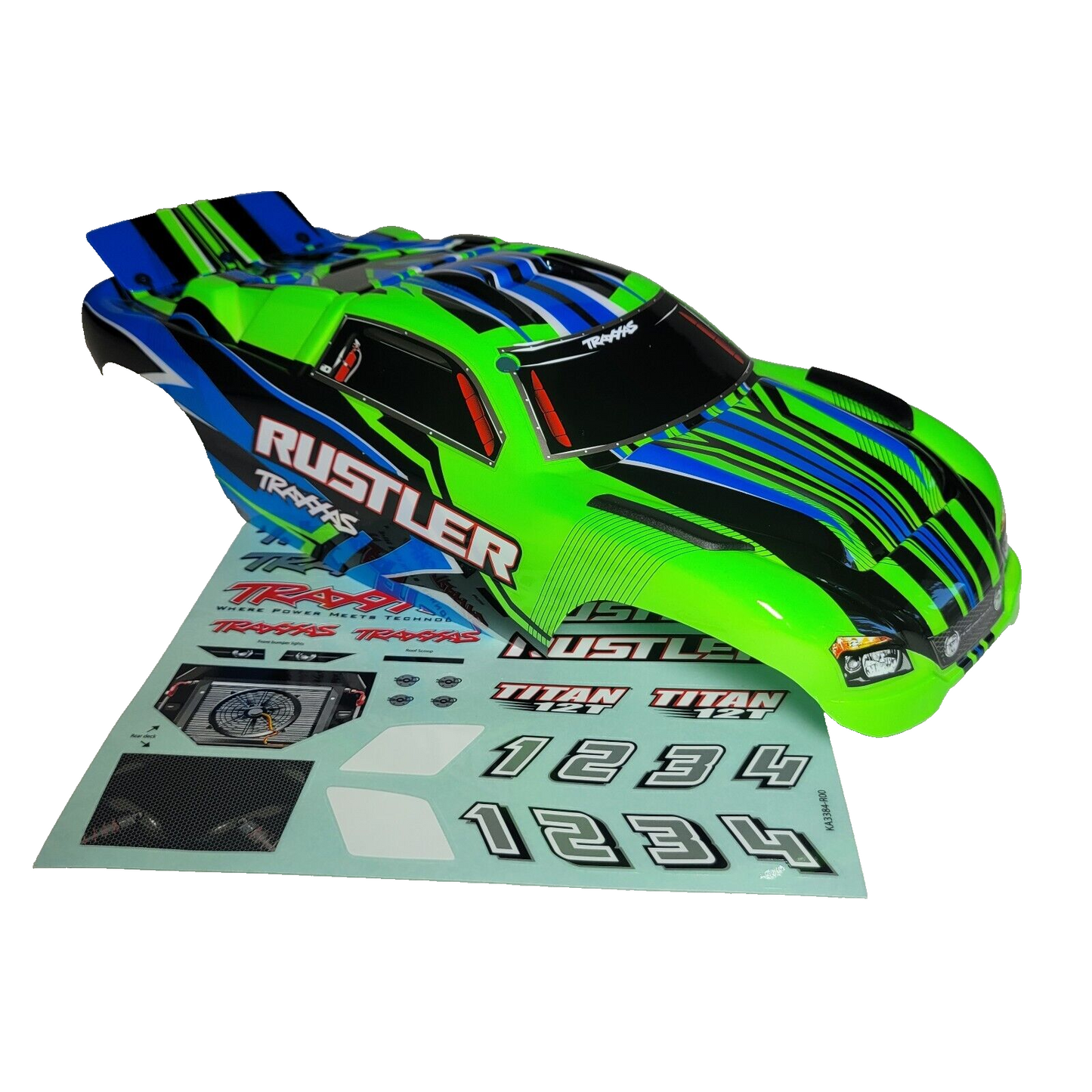 Fits Traxxas 2wd Rustler XL5 Clipless Body Green Blue Factory Painted Decal BL2s