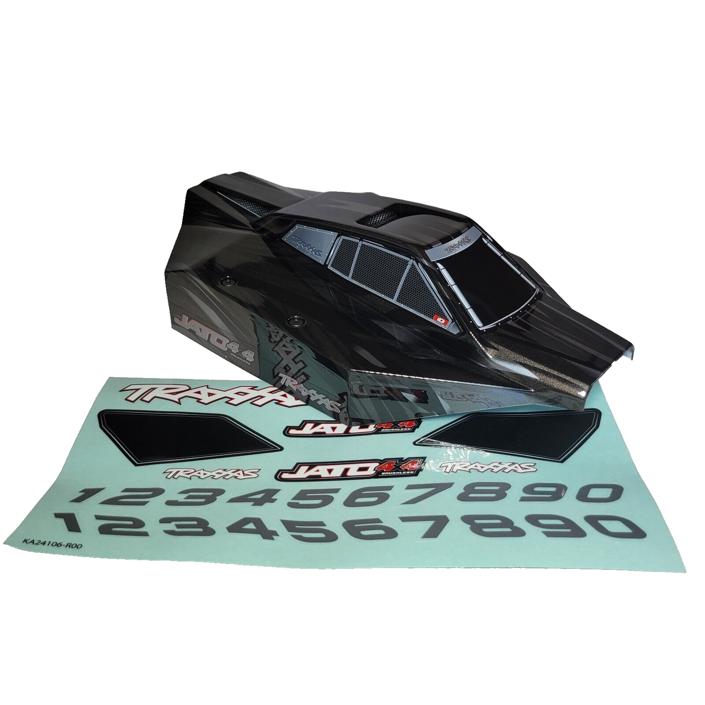 Fits Traxxas Jato 4x4 BL-2s Clipless Body Factory Painted Black & Decals 9018