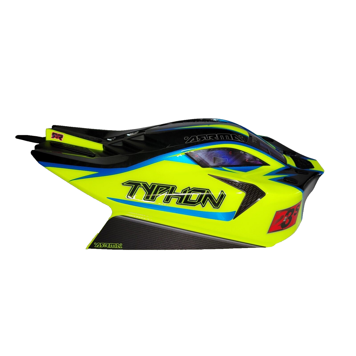 Arrma Typhon 223s BLX V4 Clipless Body Factory Painted Yellow Black Blue 1/8th