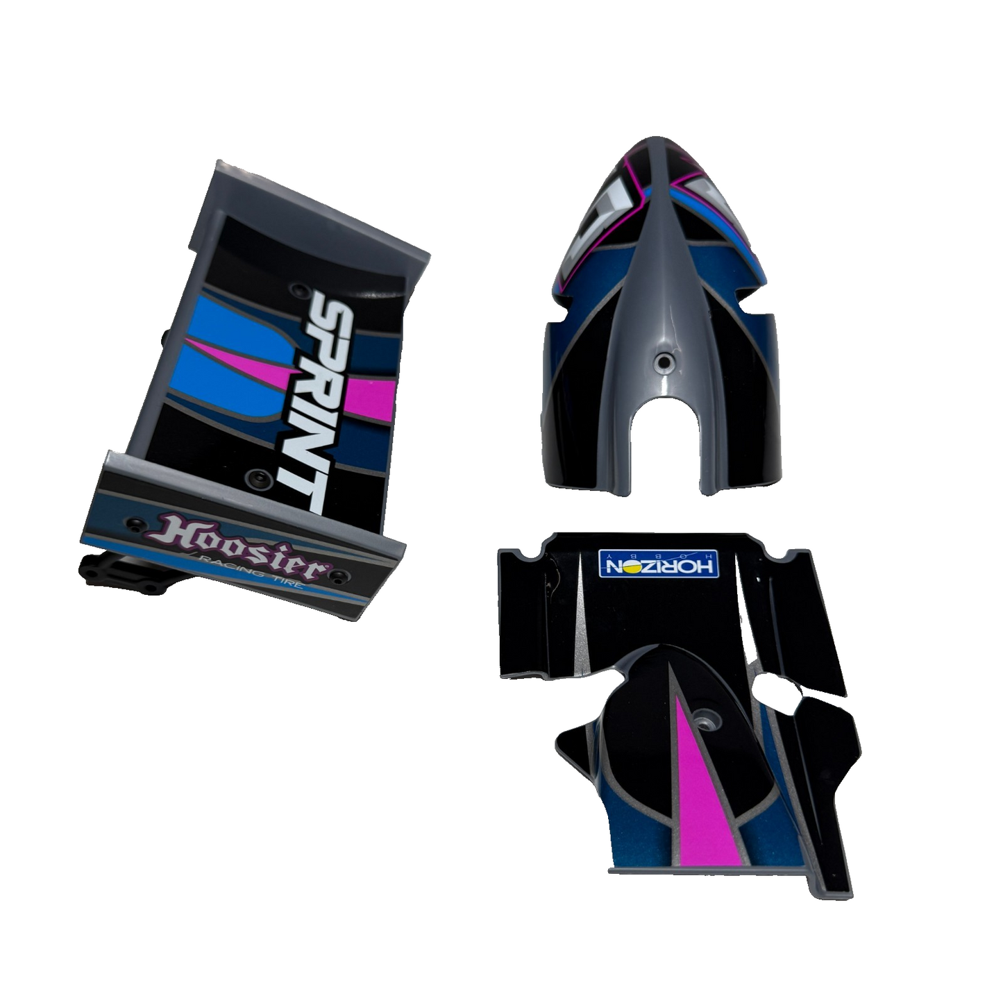 Losi 22s Sprint Body Factory Decaled Pink Blue Cage Interior Driver Bumpers