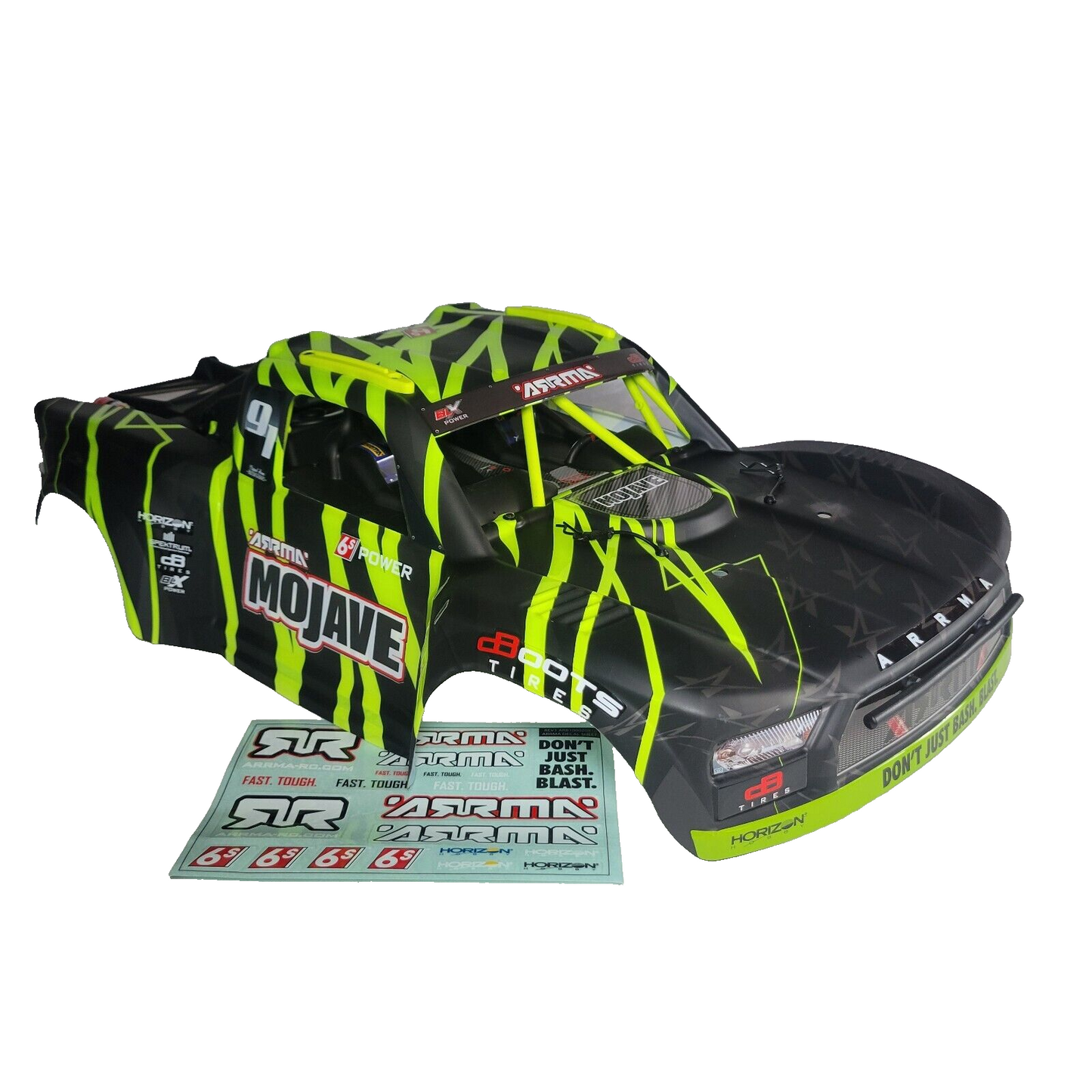 Arrma Mojave 6S BLX Yellow Black Painted Body Shell With Cage Interior ARA411002