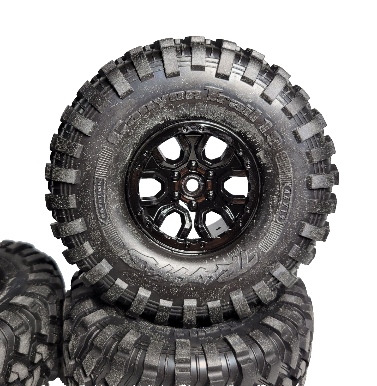 For Traxxas TRX-4 Bronco 2021 Canyon Trail Crawler Tires & 1.9 Black Wheels 12mm