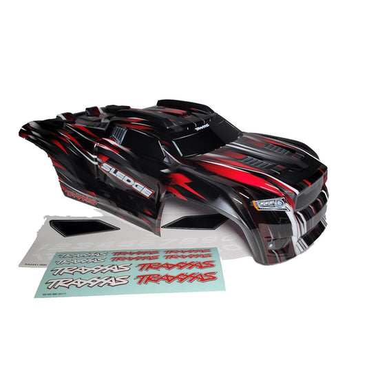 Fits Traxxas Sledge Red Black Grey Body 9511-Red Factory Painted Mounts & Decals
