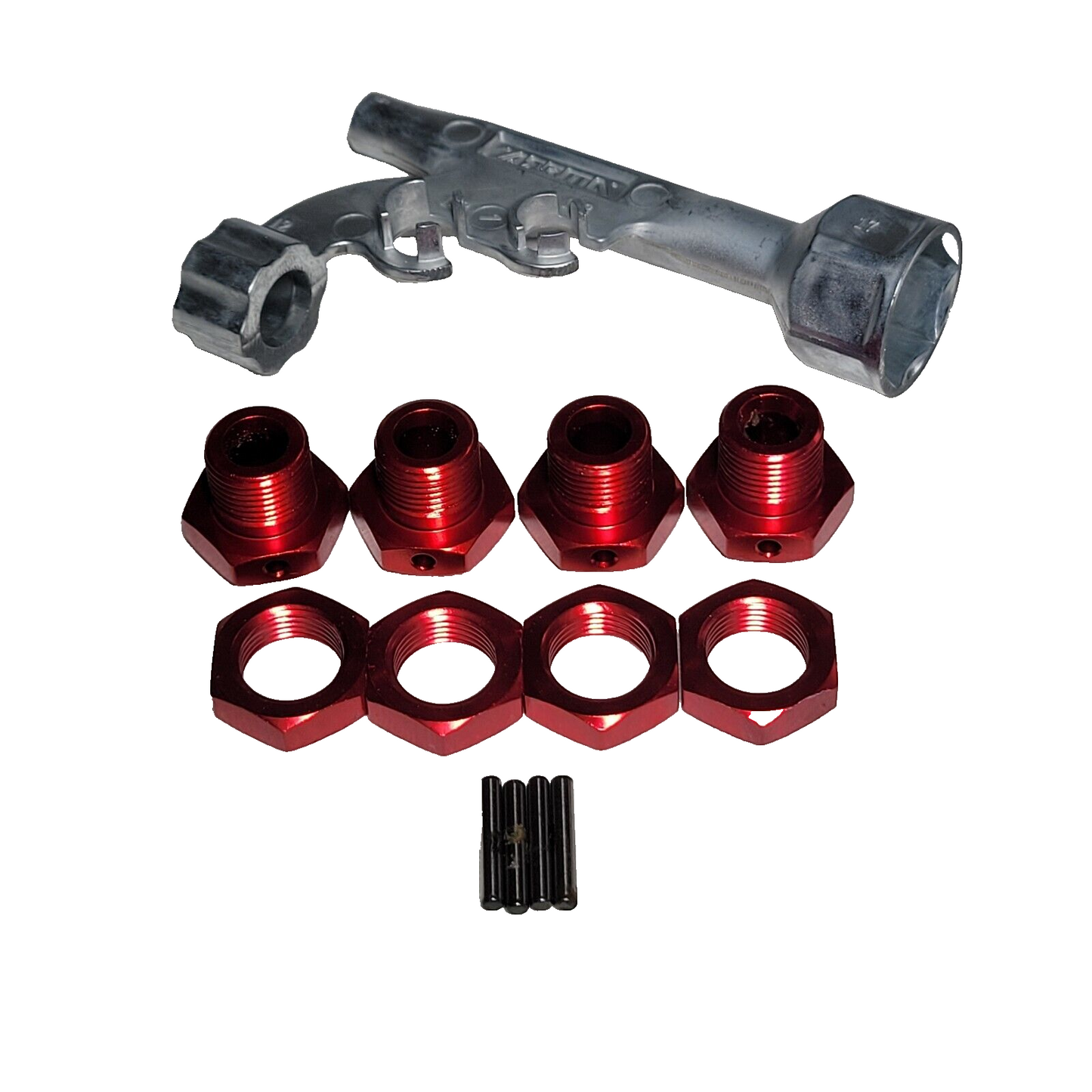 Arrma Typhon 223s BLX V4 17mm Aluminum Red Wheel Hex Nuts Steel Pins Hexes