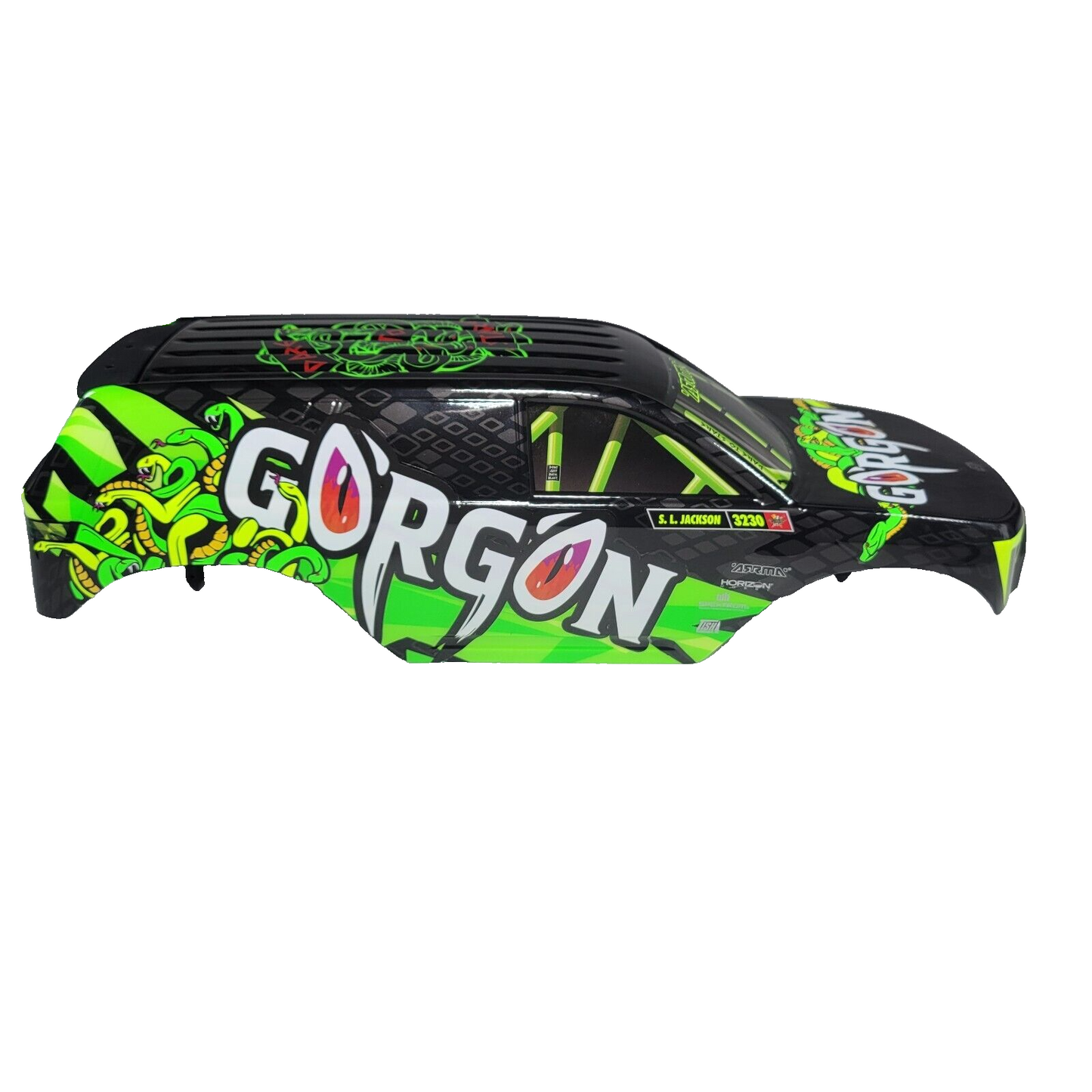 Arrma Gorgon Green Yellow Body Shell Lid Factory Painted Decaled ARA402349