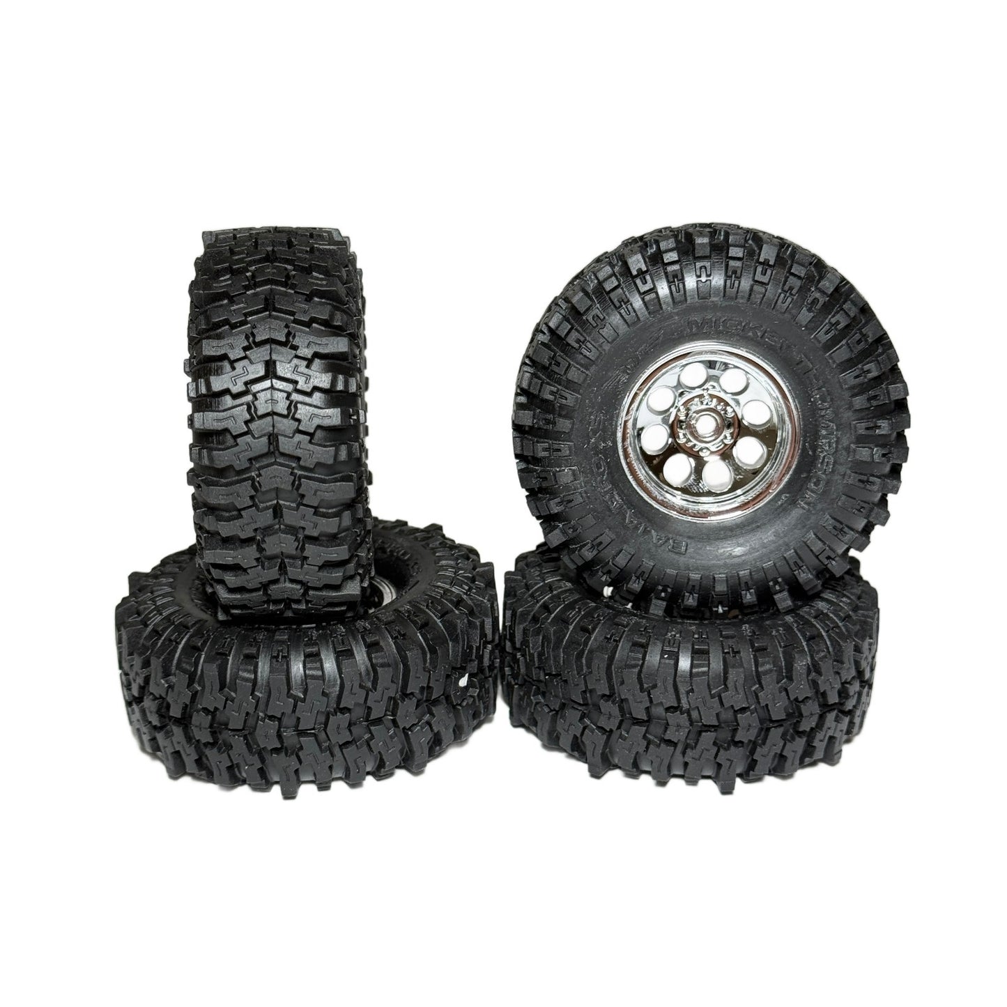 Fits Traxxas Trx-4M High Trail K10 Baja Pro Tires & 7mm Satin Chrome Wheels F150