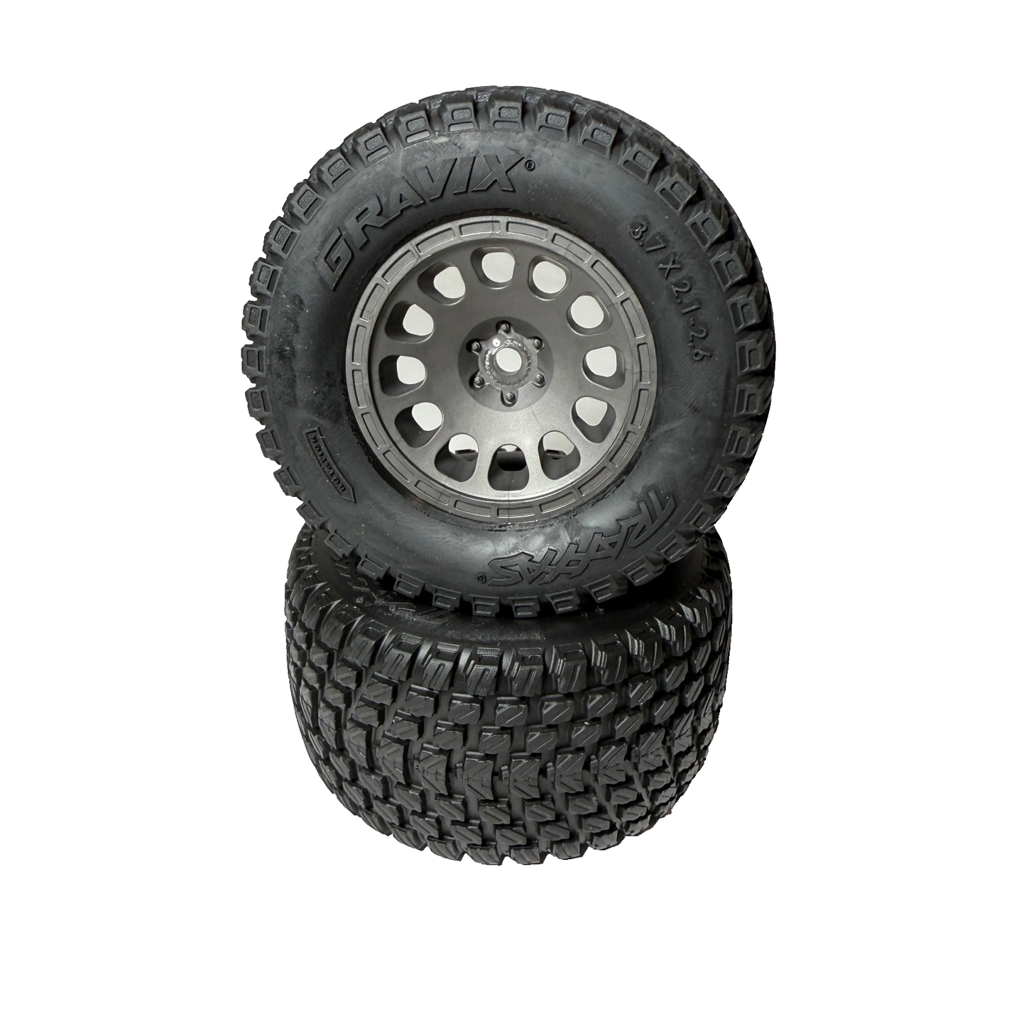Fits Traxxas Mini XRT Gravix Tires & 12mm Grey Wheels Front & Rear 1/16th