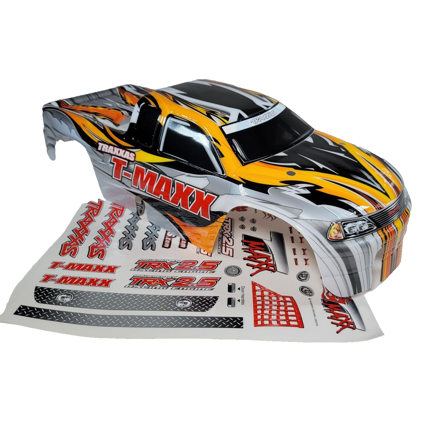 Fits Traxxas T-Maxx 2.5 White Yellow Black Factory Painted Body Decal Tmaxx 4910
