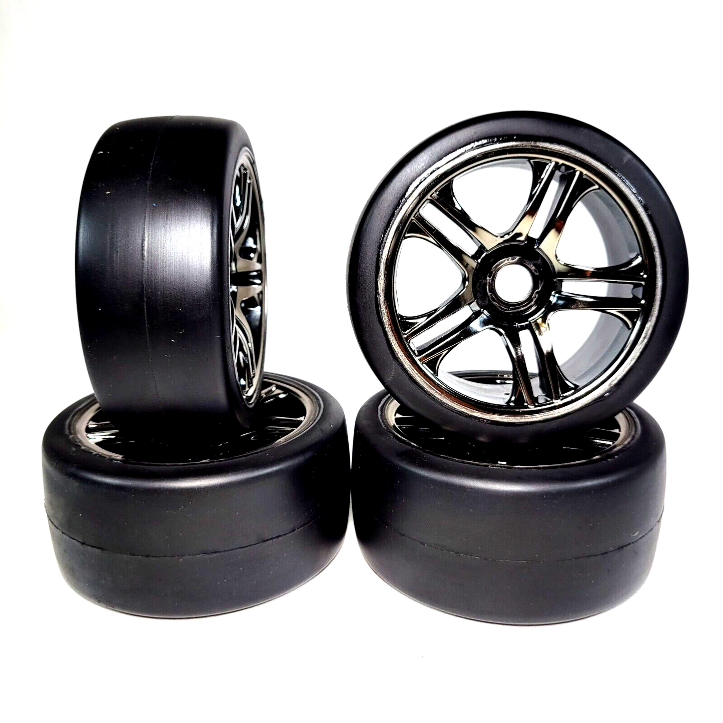 Fits Traxxas XO-1 Tires Front & Rear Set of 4 Wheels Tyres Factory Glued 64077-3