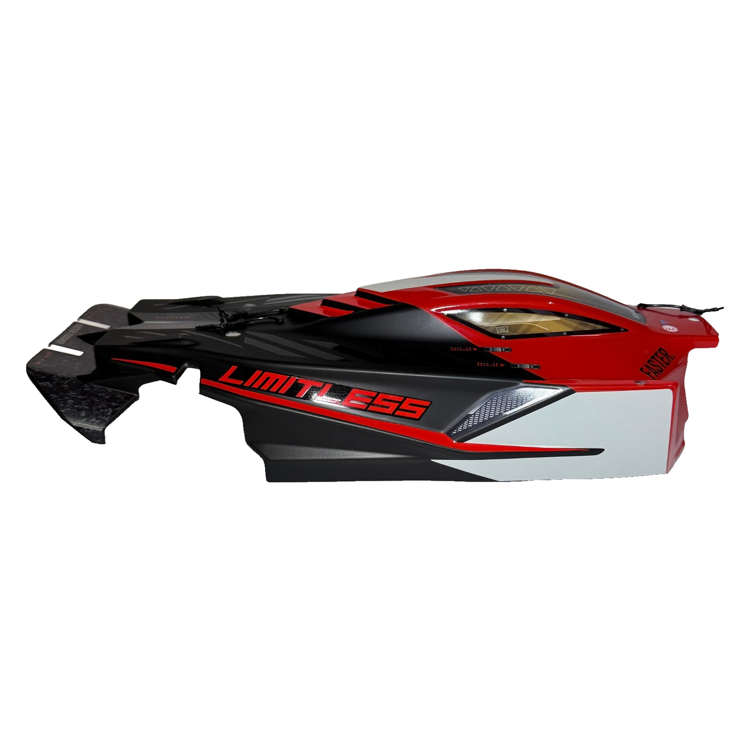 Arrma Limitless 8s Body Shell Painted Red Black Wing Set Mount Spoiler Decals