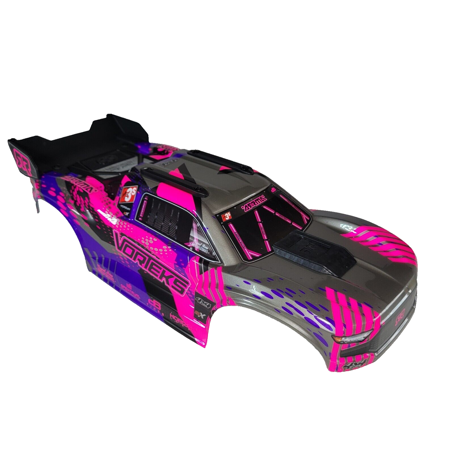 Arrma Vorteks 223S 4x4 v4 BLX Clipless Body Shell Pink Silver Painted / Spoiler