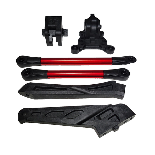 Arrma Notorious 6s V6 BLX Center Chassis Brace Mounts Red Aluminum Bars SWB