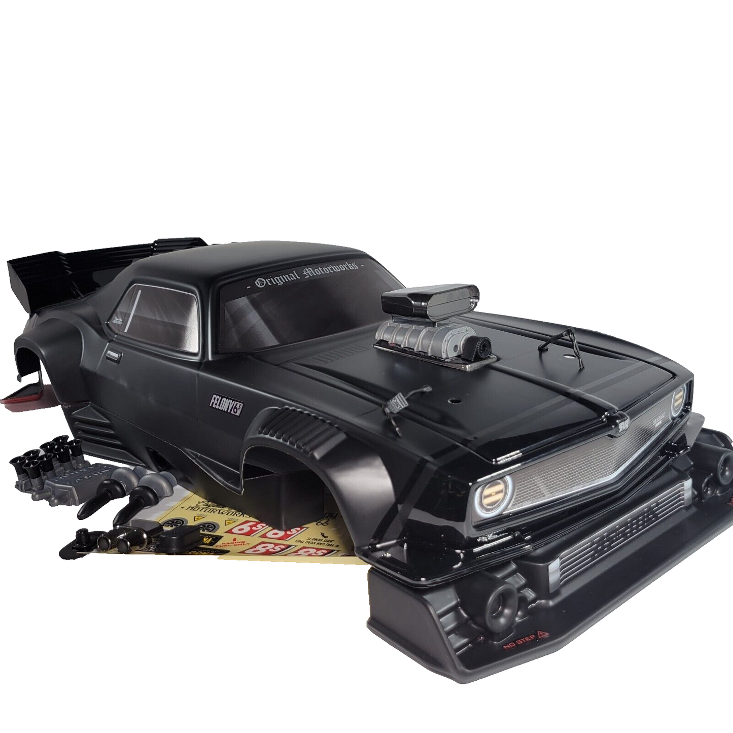 Arrma Felony 6s Body Shell Black Factory Painted Resto-Mod Street Bash Stickers