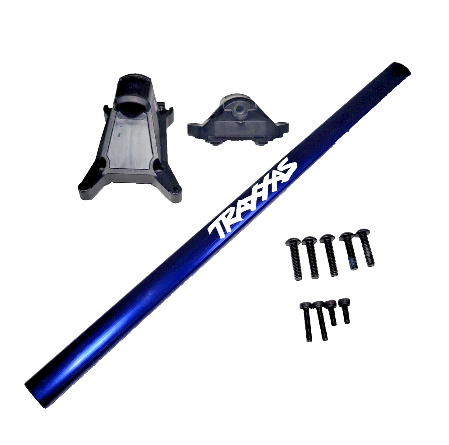 Fits Traxxas Rustler Ultimate LCG Chassis Brace Blue Aluminum Mounts Screws
